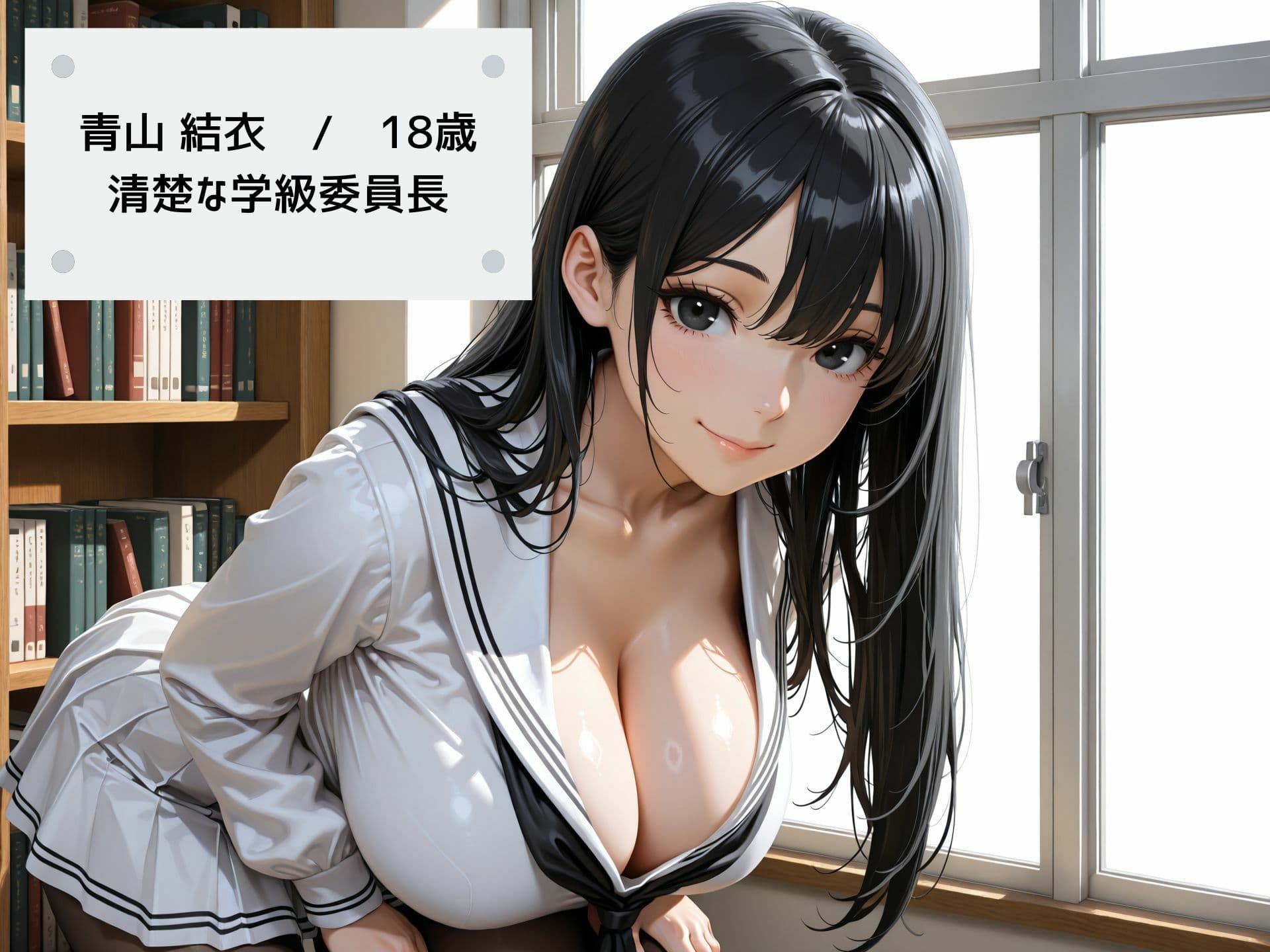 【4K高画質】清楚な巨乳JKの弱みを握り教室で秘密のセックス！ 制服はだけて乱れまくり！ サンプル1