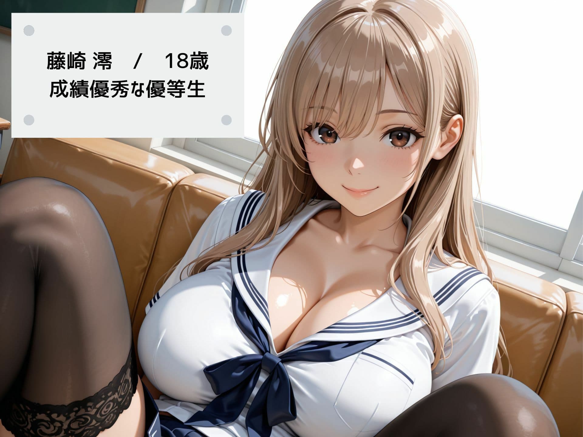 【4K高画質】清楚な巨乳JKの弱みを握り教室で秘密のセックス！ 制服はだけて乱れまくり！ サンプル6