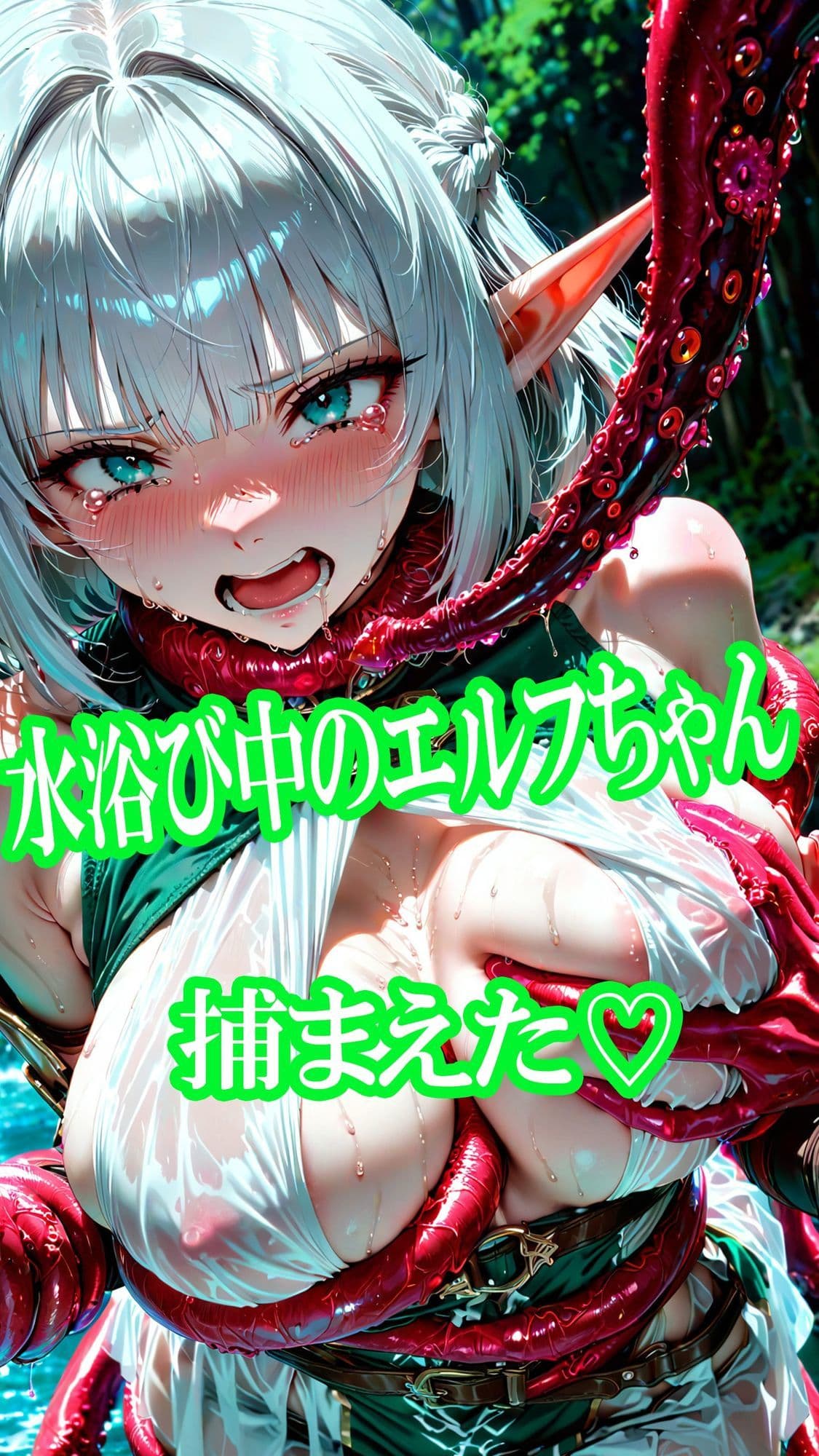 エルフちゃんの水遊び（ボテ腹・触手・乳首責め・産卵）静止画100枚＋gifループ動画5本 サンプル1