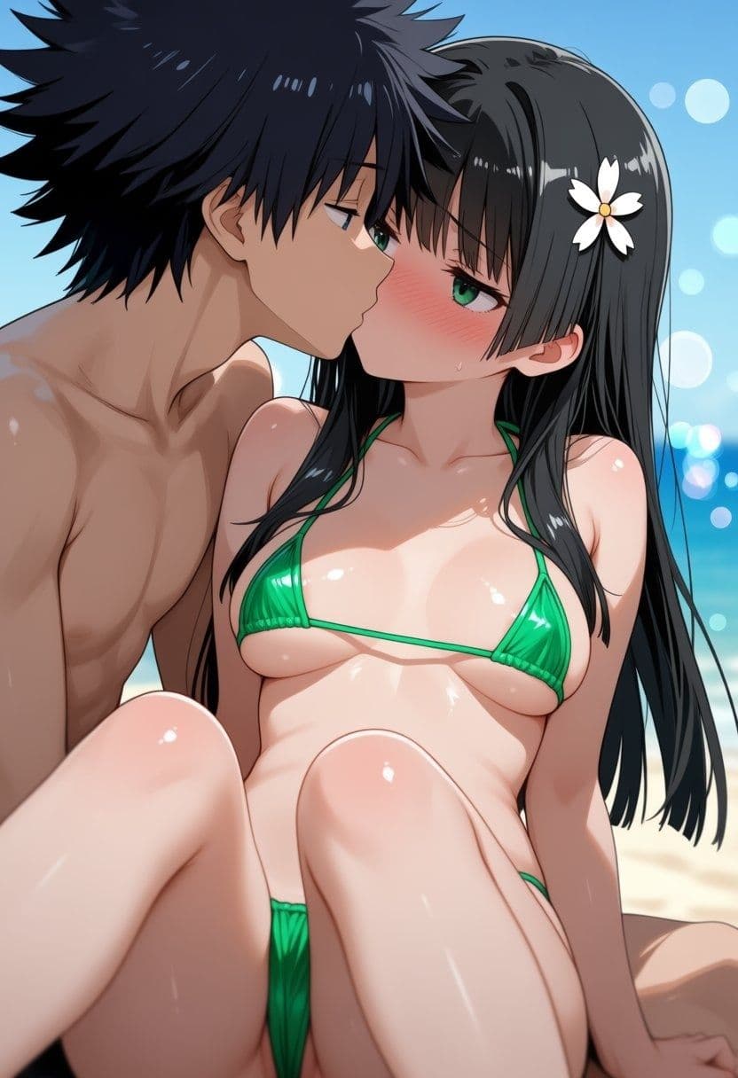 佐◯涙子、食◯操祈が際どい水着でビーチでセックスする【CG206枚】 サンプル2