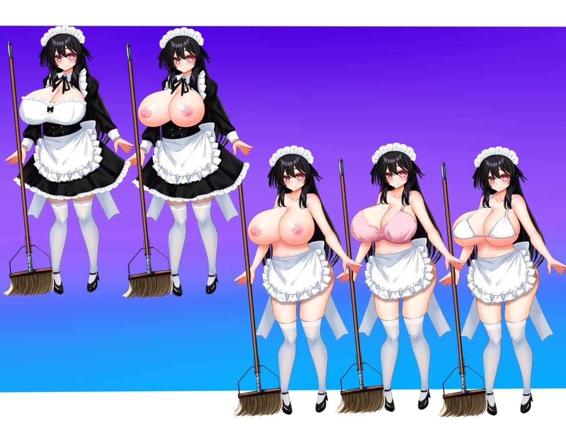 立ち絵素材 黒髪の女の子（サキュバス・メイド差分） サンプル3