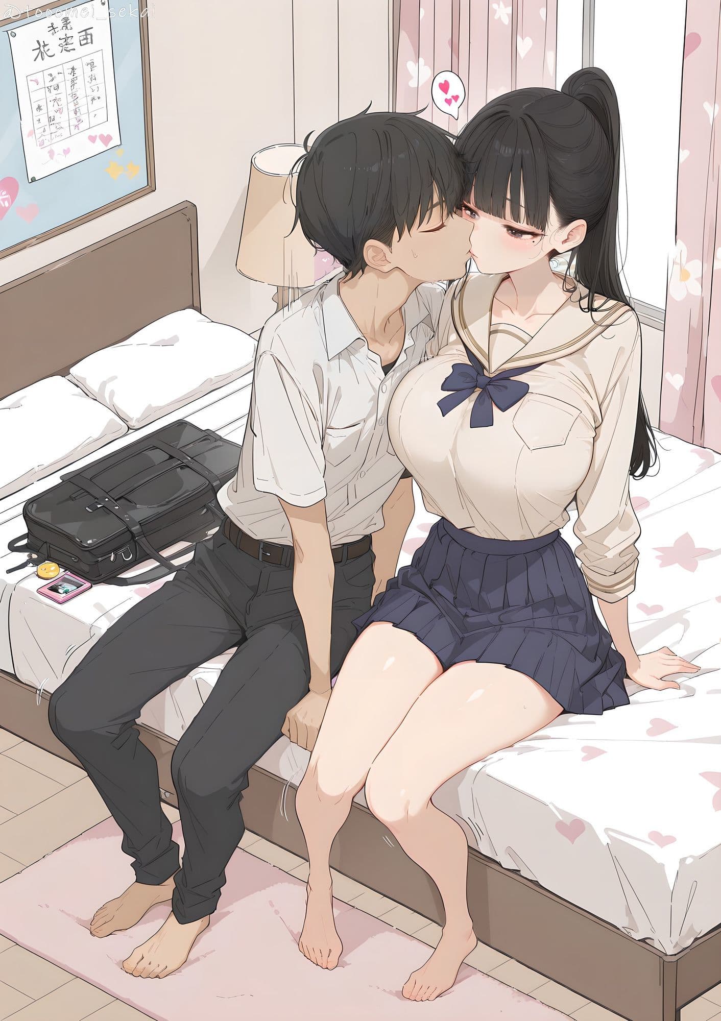 清楚系なのにKカップおっぱいの爆乳JKのイラスト集 サンプル4