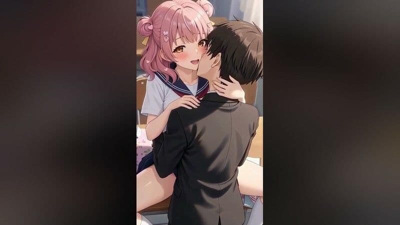 いちゃラブセックス35連発！制服JKと濃厚ディープキスで搾り取られる【スマホ縦型アニメ/フルボイス】 サンプル1