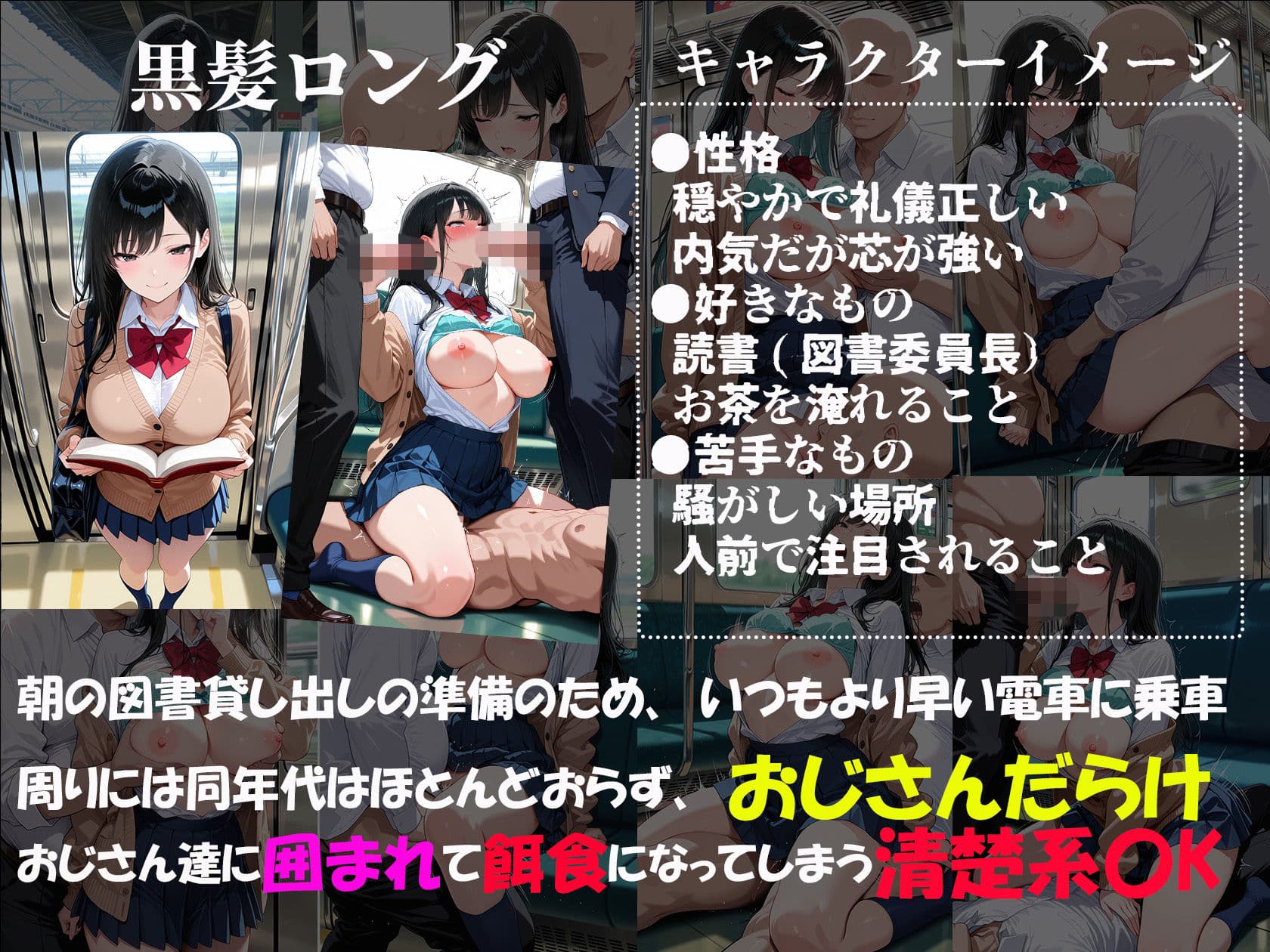 痴●電車で毎日中出しされ続ける黒髪JKの記録 サンプル2