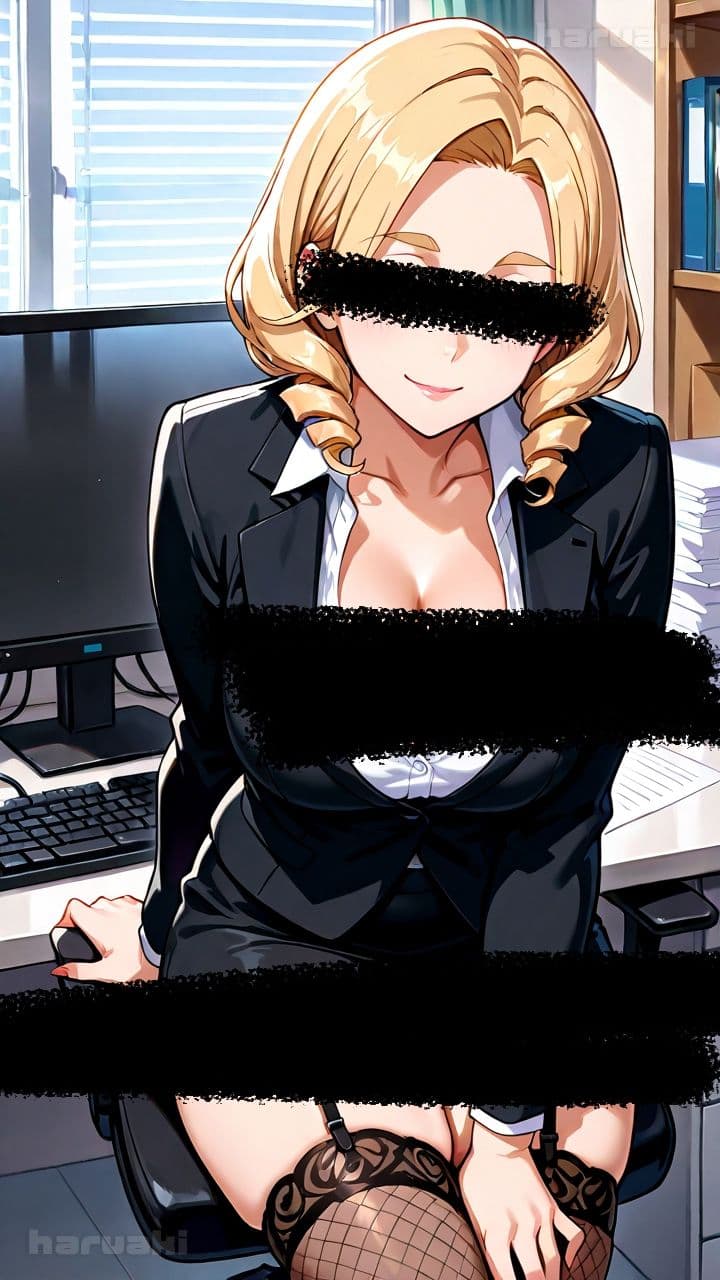 【AIアニメ巨乳美女写真集】Vol.17おっぱい性奉仕が大事なお仕事の金髪秘書森永さん サンプル1