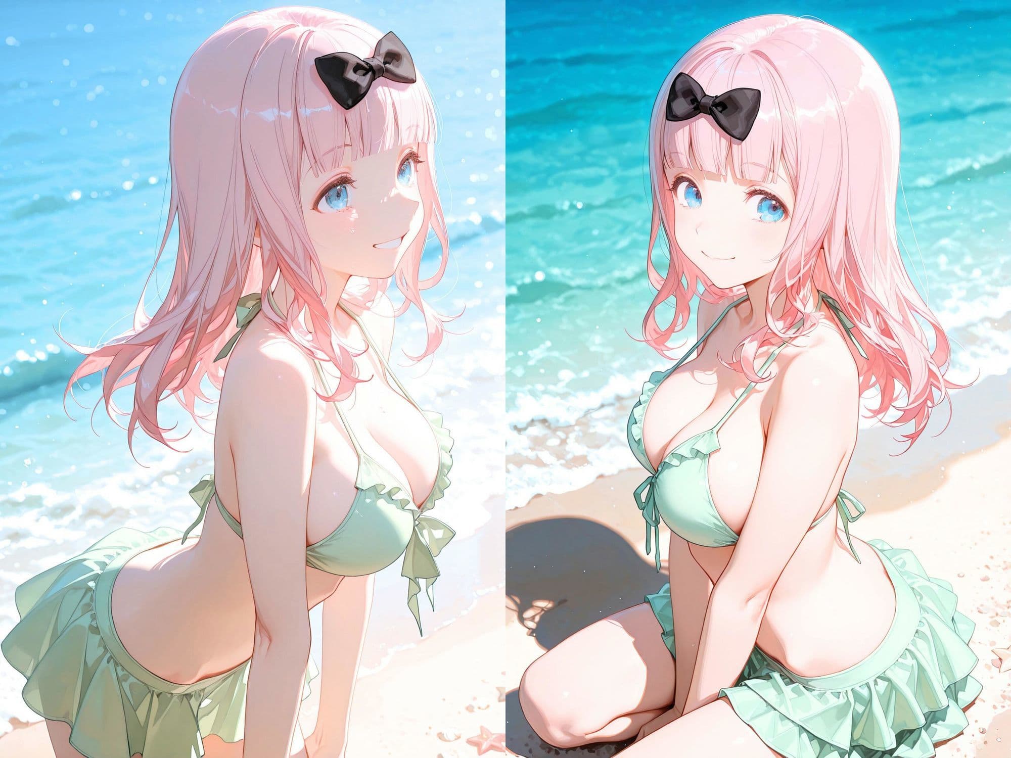 【4K動画付き】ヒロインと海辺の誘惑:藤原ち〇編 かぐや様は告〇せたい 4K高画質 サンプル1