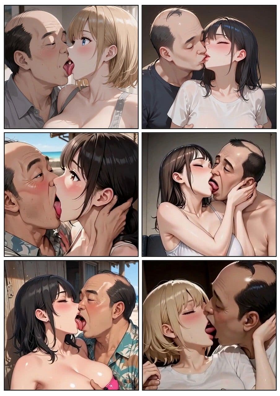 美女とおじさんのディープキス キス好き大集合♪アニメ画編 サンプル5