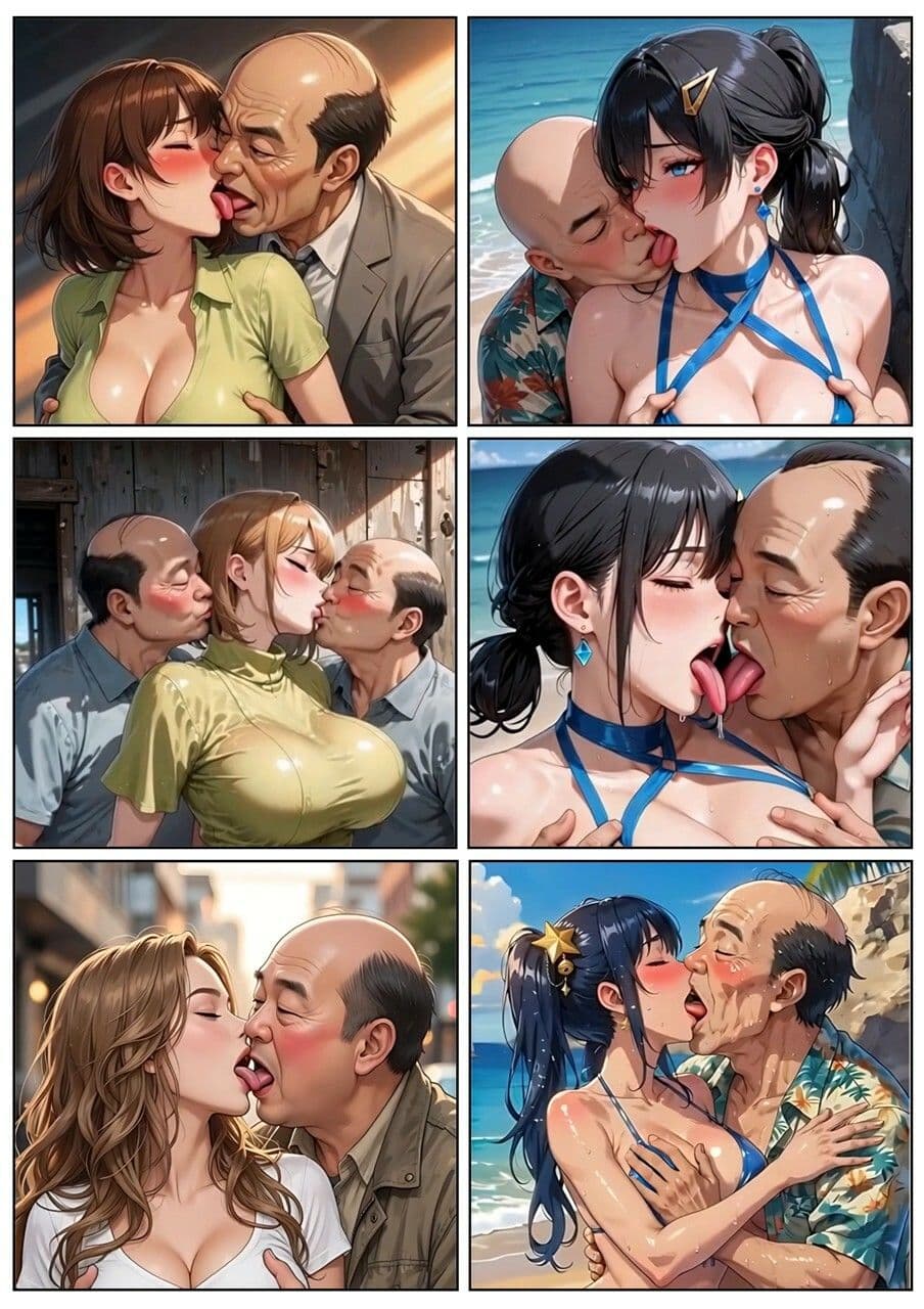 美女とおじさんのディープキス キス好き大集合♪アニメ画編 サンプル8