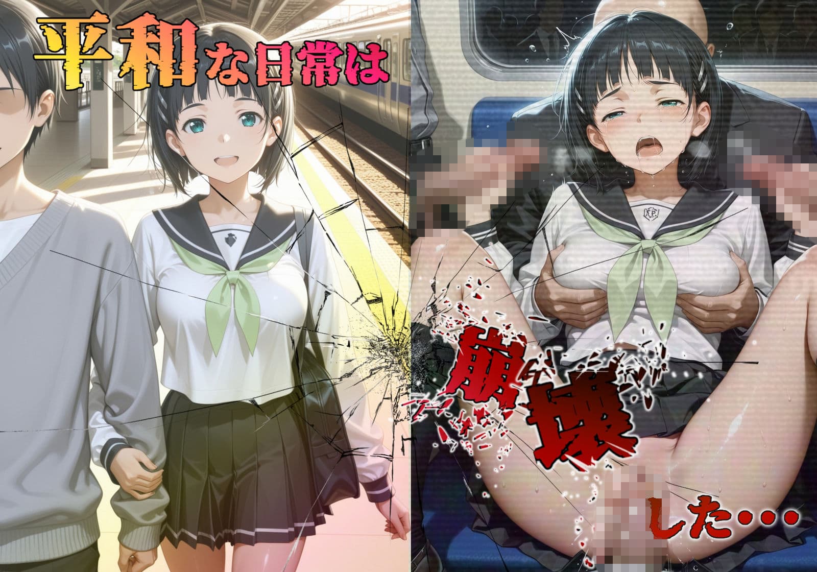 【処女孕ませ専用車両】連続中出しで肉便器化したヒロイン  -桐〇谷直葉- サンプル2