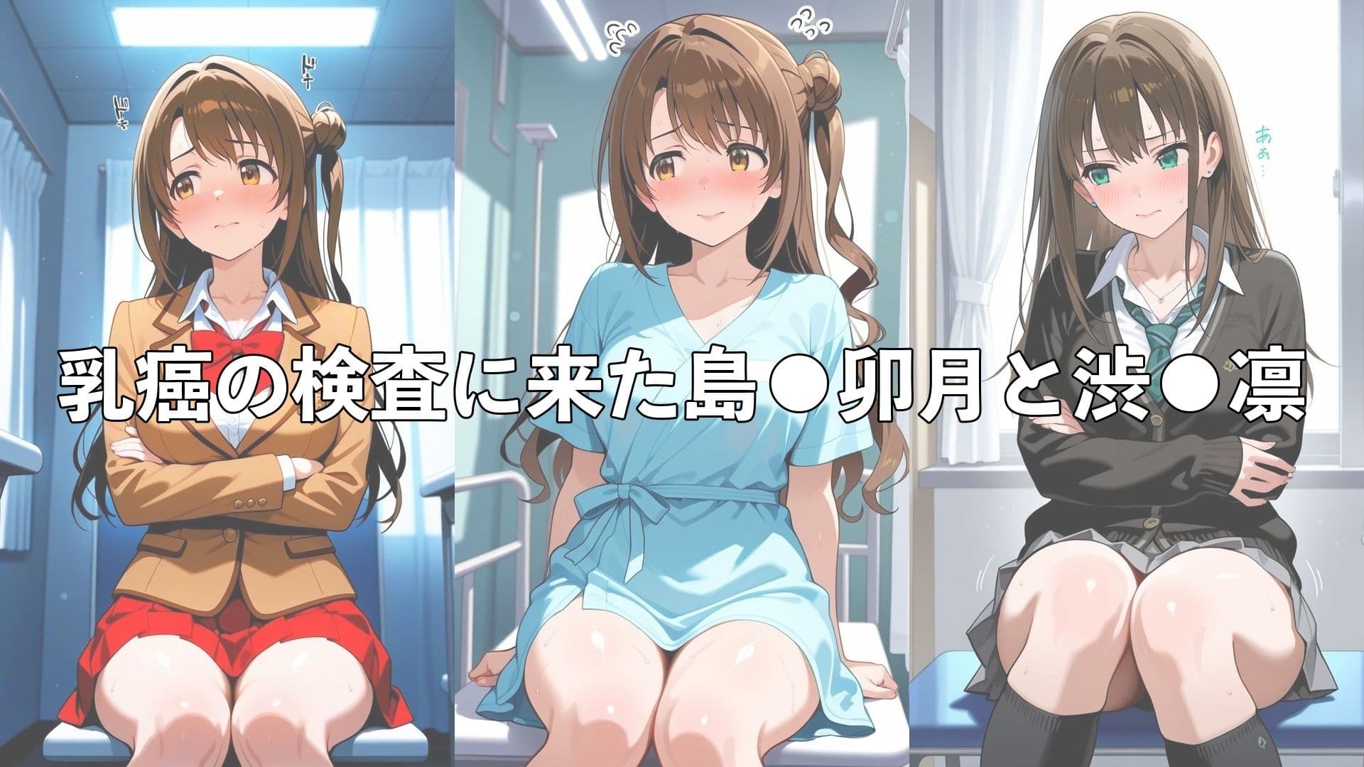 乳がん検診に来たところ悪徳医師の手つきが徐々にいやらしくなり最終的にはチ●ポを挿入【島●卯月＆渋●凛】 サンプル2