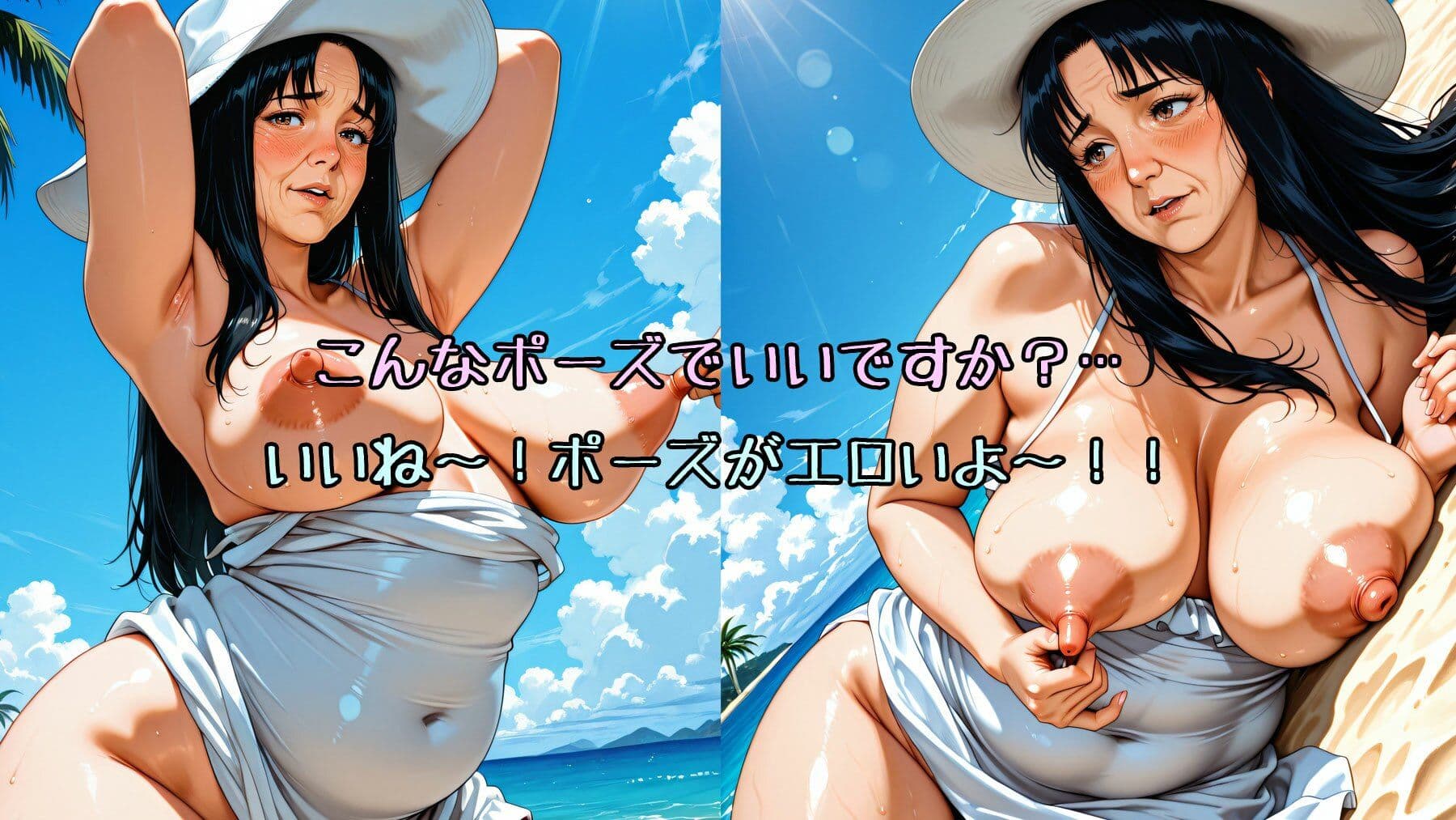 【熟女艶体撮影】清楚系熟女（処女）が夏のビーチのグラビア撮影に応募してきた サンプル4