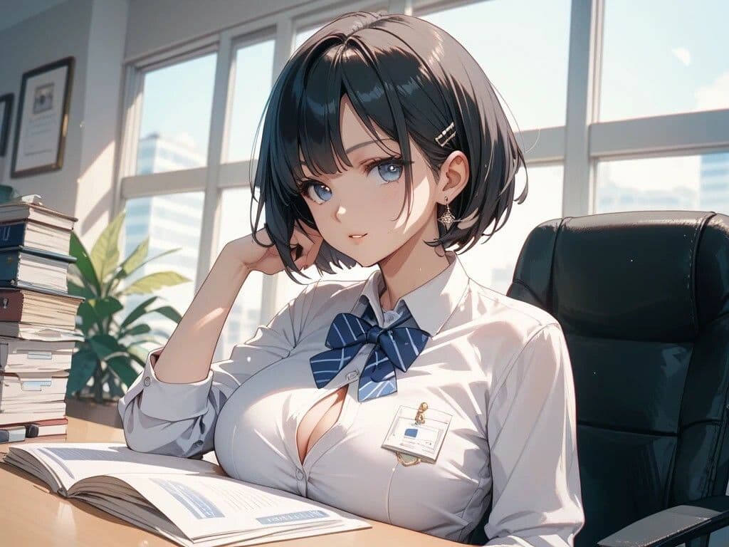 OLオフィスプレイと浜辺を楽しむ美女とキャンプ好き美女 サンプル1