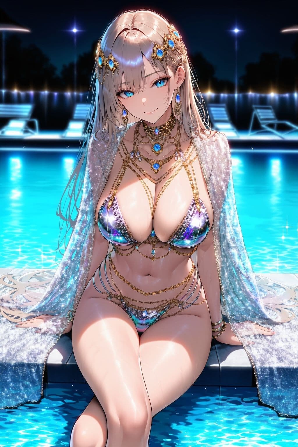 ドスケベ水着でナイトプールに来た姫が即生ハメされてアヘ顔晒すまで サンプル1