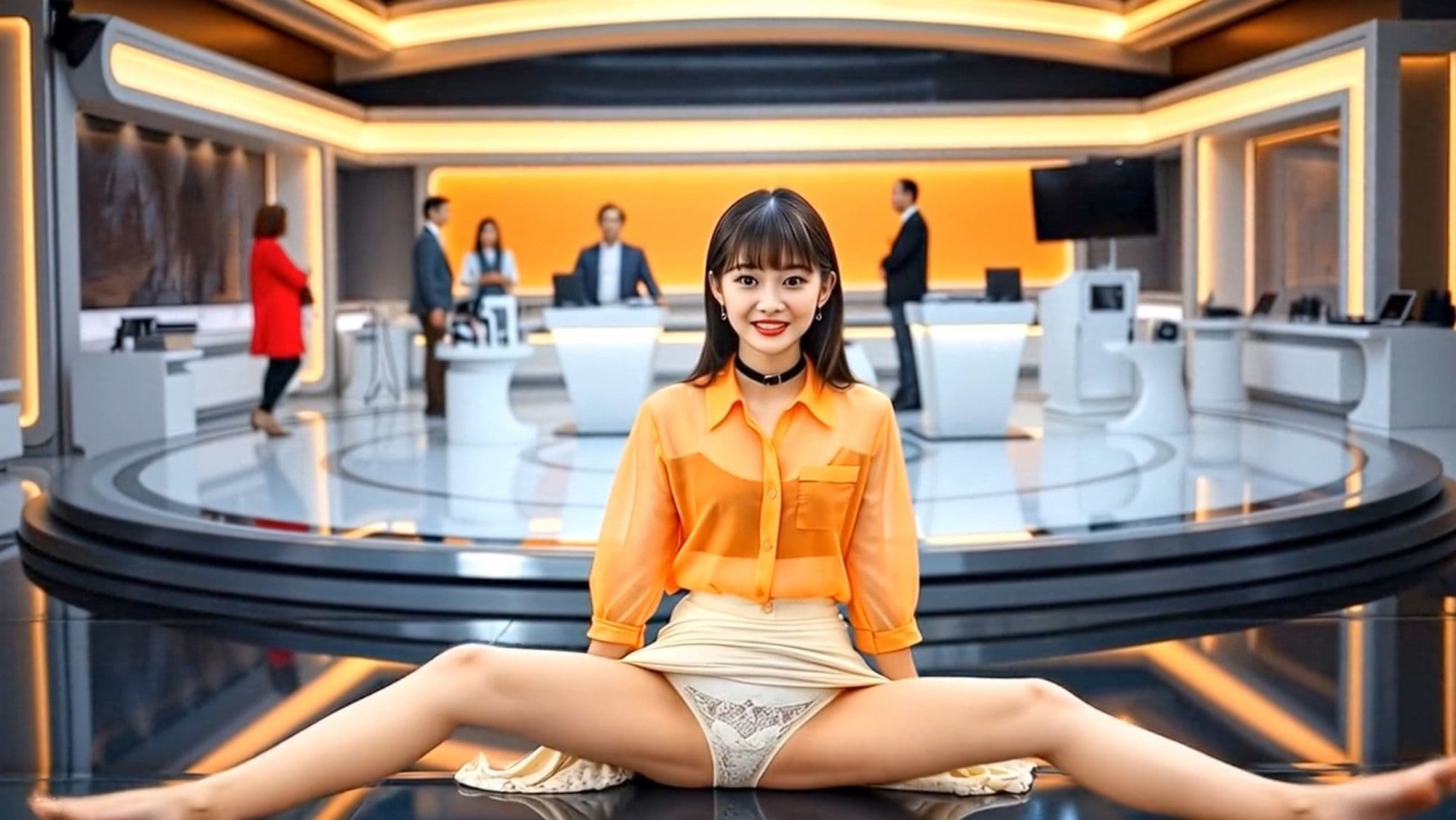 妄想28 女子アナ 放送前の下着チェック AI生成動画 サンプル2