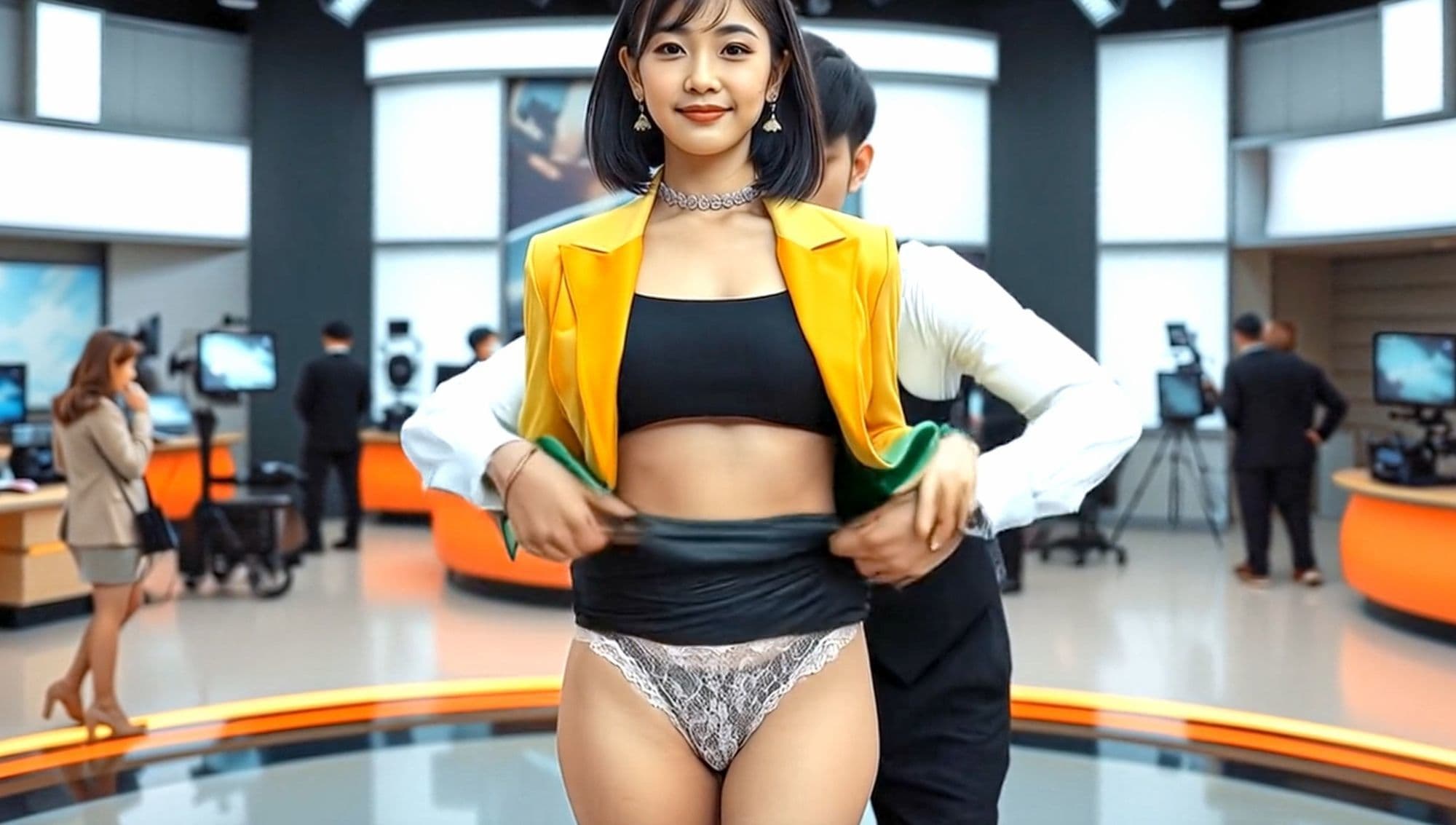 妄想28 女子アナ 放送前の下着チェック AI生成動画 サンプル6