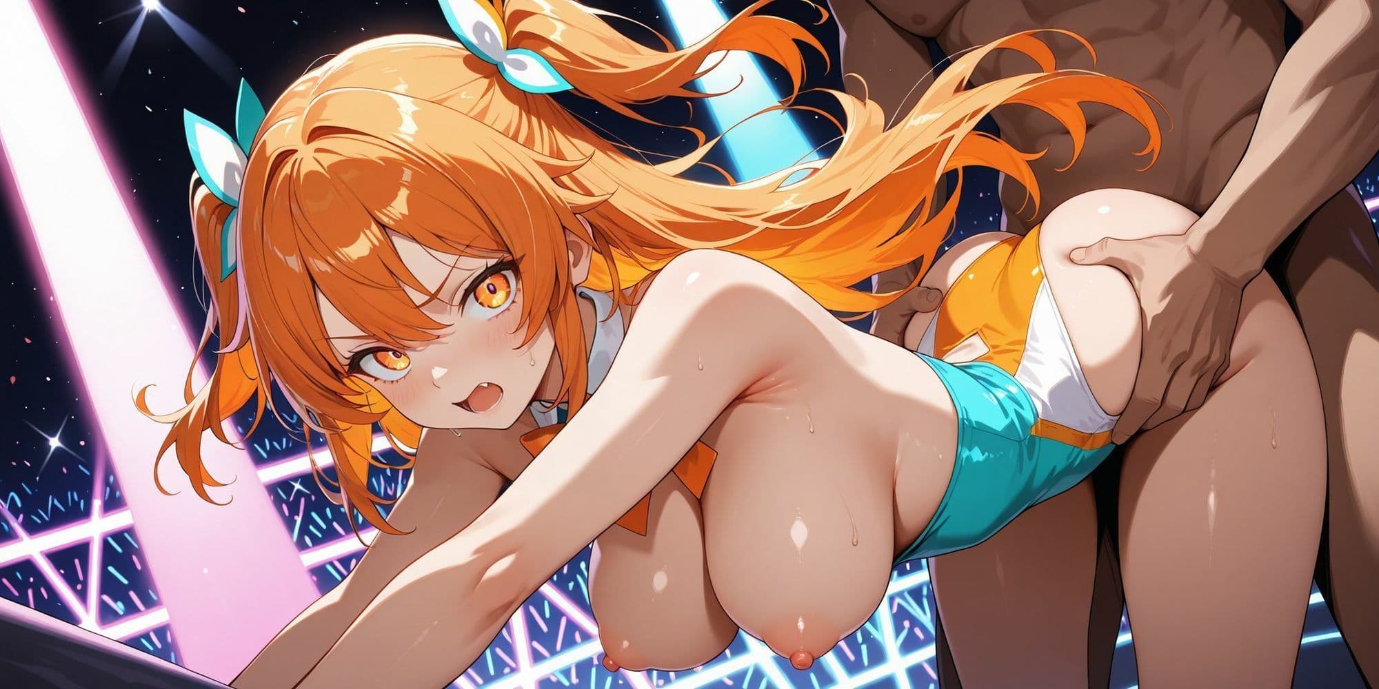 【500枚/超高画質2K/大容量】ステージの上で犯●れるアイドルたち2。〜スポットライトを浴びながら乱入男にバックから突かれる狂宴〜 黒髪・白髪・紫髪のトップアイドルたちが過激なステージ衣装を剥ぎ取られ大衆の前でイかされ続ける輪●劇。溢れる爆乳とペア構図で貫かれるバック＆乱交シチュエーション。男たちの筋肉美と汗の質感まで2048pxで鮮明に描写。歓声と悲鳴が交錯するライブステージで肉奴●と化した少女たちの至高の受難写真集第二弾。2048px×1024px/枚数多数/アイドル/乱交/バック/高画質 サンプル5
