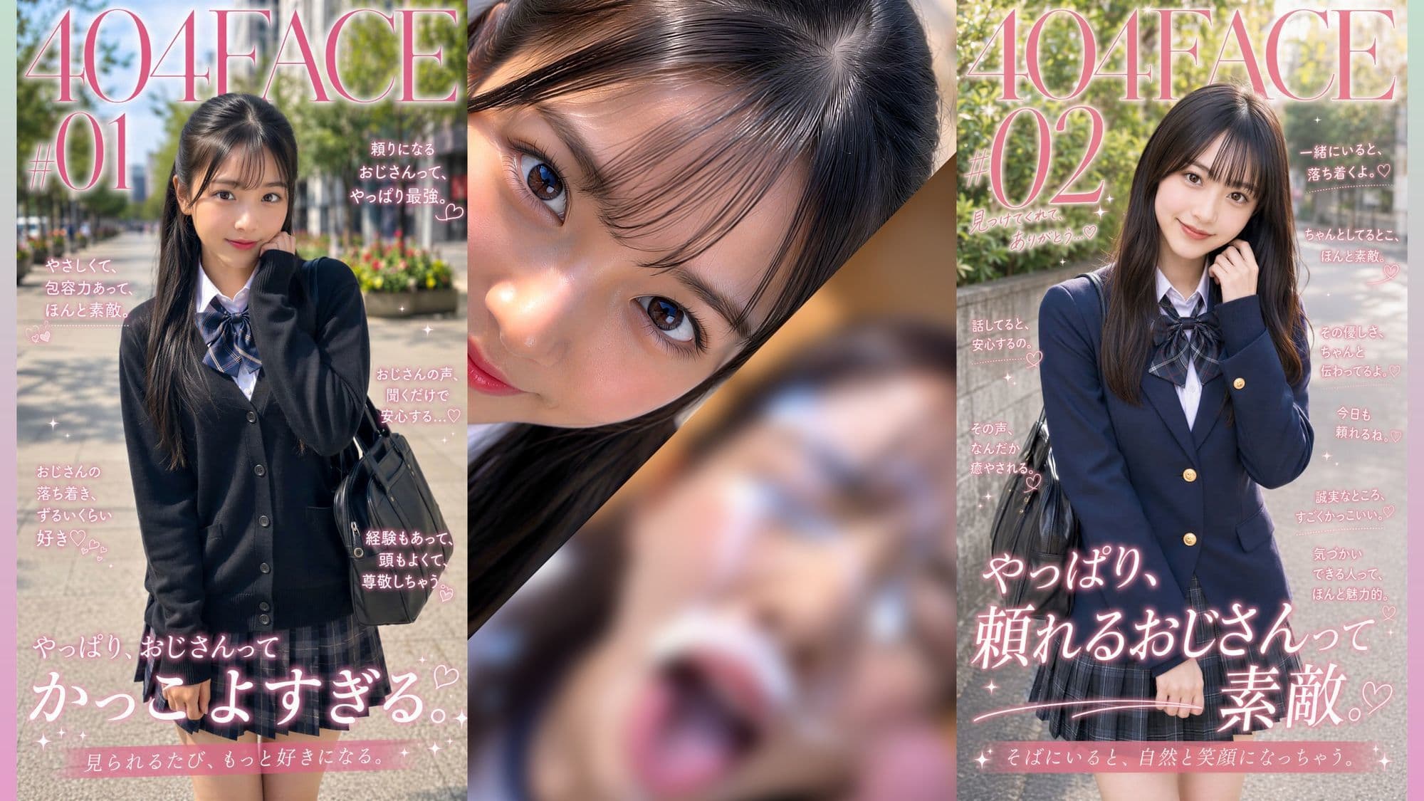 【404FACE】反転世界スキルを使いJK無双してしまうおじさんの世界線！大量顔射☆おまけ込み計36発射☆【4K超高画質動画】Facial Compilation サンプル1