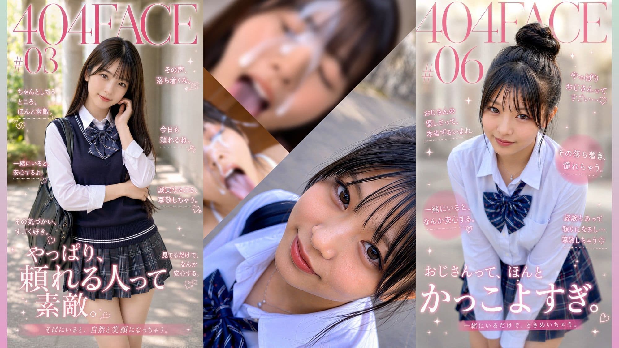 【404FACE】反転世界スキルを使いJK無双してしまうおじさんの世界線！大量顔射☆おまけ込み計36発射☆【4K超高画質動画】Facial Compilation サンプル2