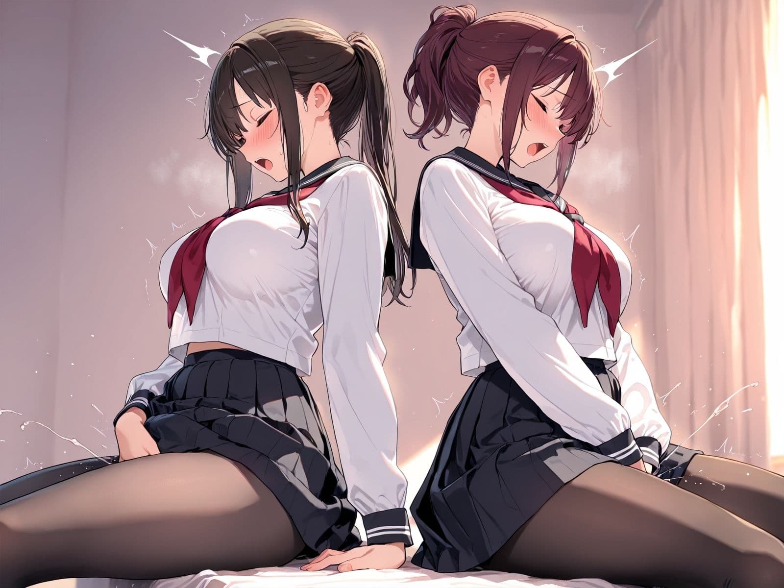 【角オナニー動画】きもちいい角を見つけちゃった女の子たち〜パート（14）制服スペシャル！「雪見だいふくちゃん」＆「Amiちゃん」の2人でオナニー サンプル3