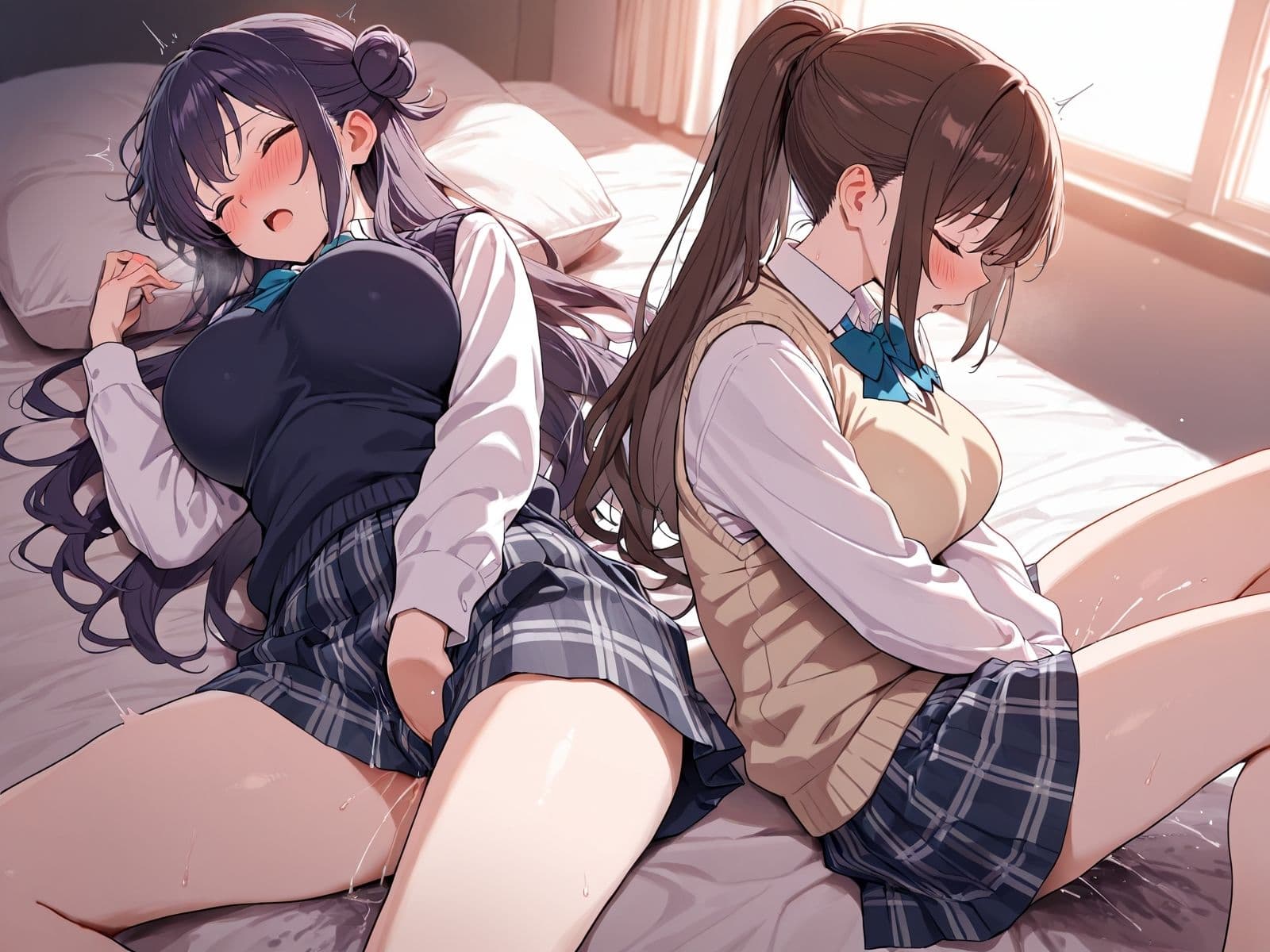 【角オナニー動画】きもちいい角を見つけちゃった女の子たち〜パート（14）制服スペシャル！「雪見だいふくちゃん」＆「Amiちゃん」の2人でオナニー サンプル4