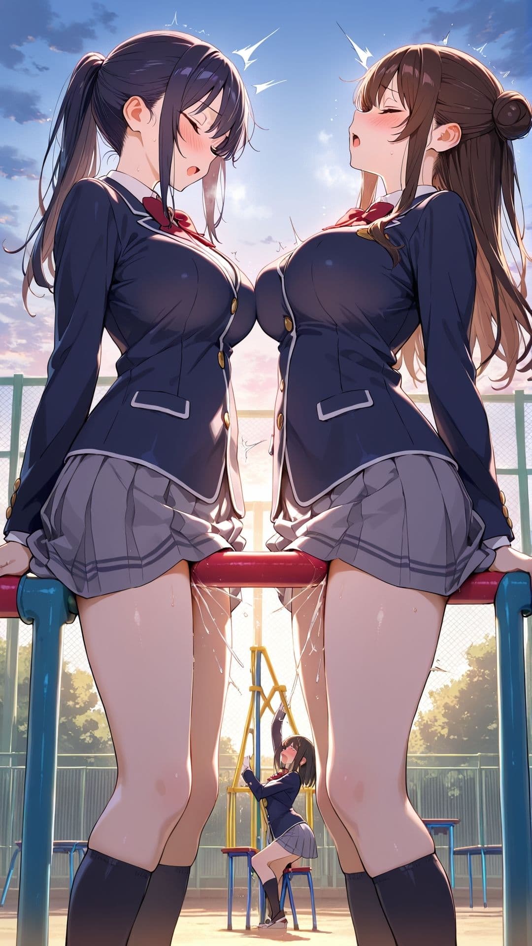 【角オナニー動画】きもちいい角を見つけちゃった女の子たち〜パート（14）制服スペシャル！「雪見だいふくちゃん」＆「Amiちゃん」の2人でオナニー サンプル10