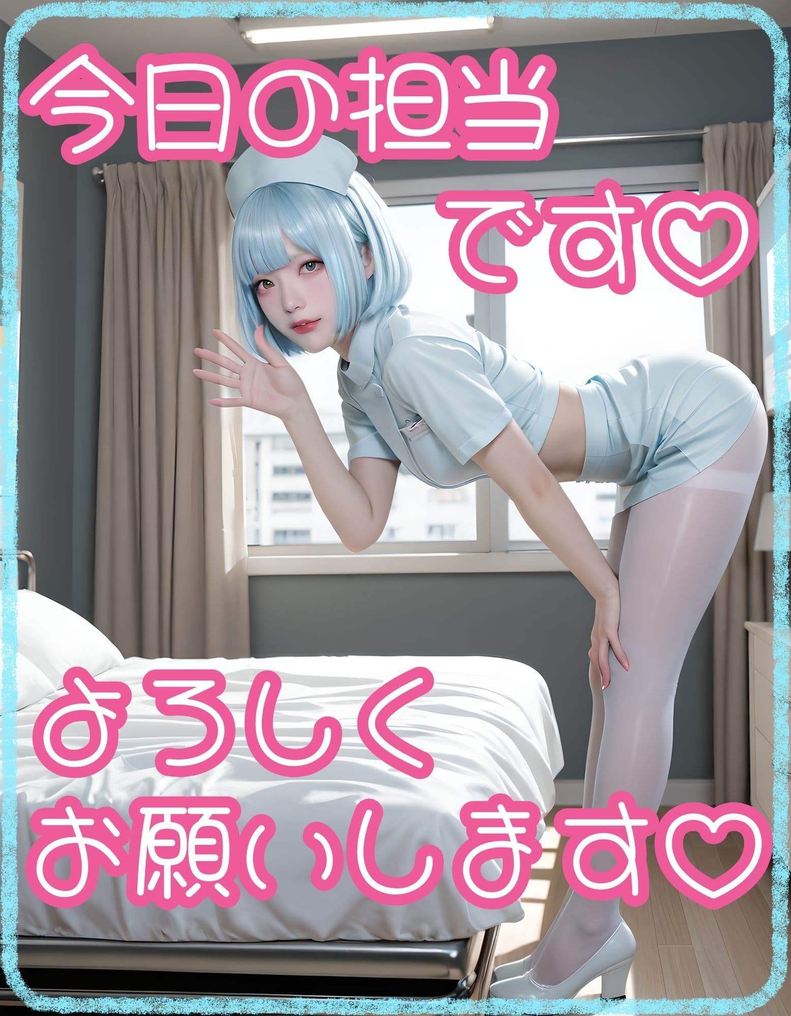 【白スト】ナースのヘルスチェック【青ショート】 サンプル1