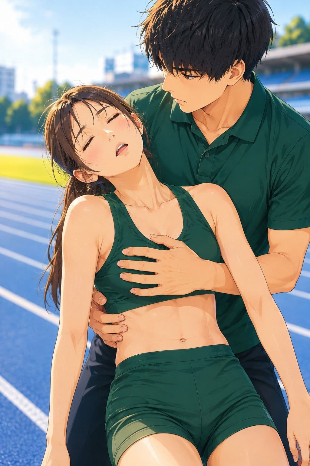 【CG】女子陸上部員のおっぱいを支える男子マネージャーたち！ サンプル2