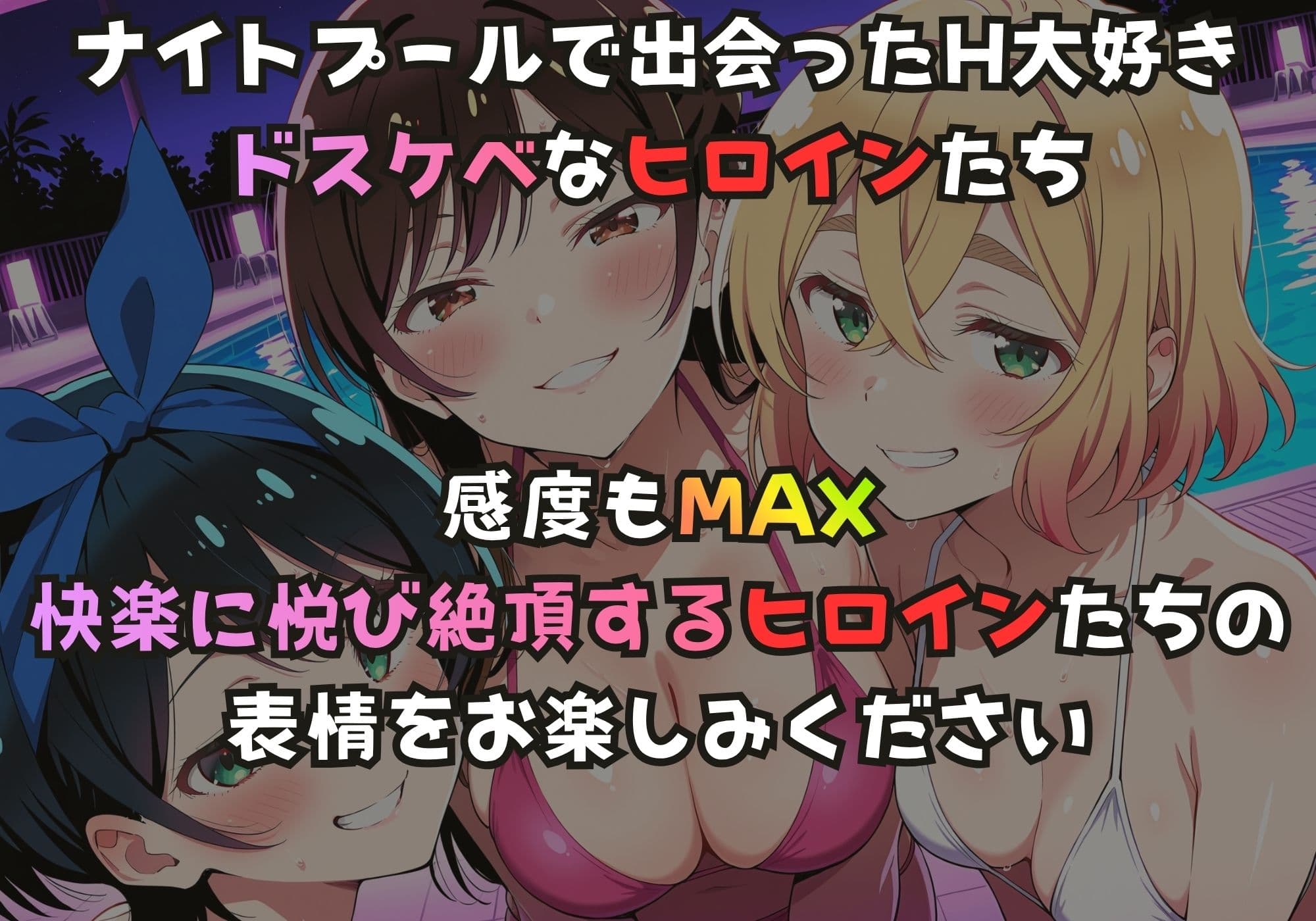 ナイトプールでガンギマるドスケベヒロイン 更科〇夏＆水原〇鶴＆七海〇美 サンプル1