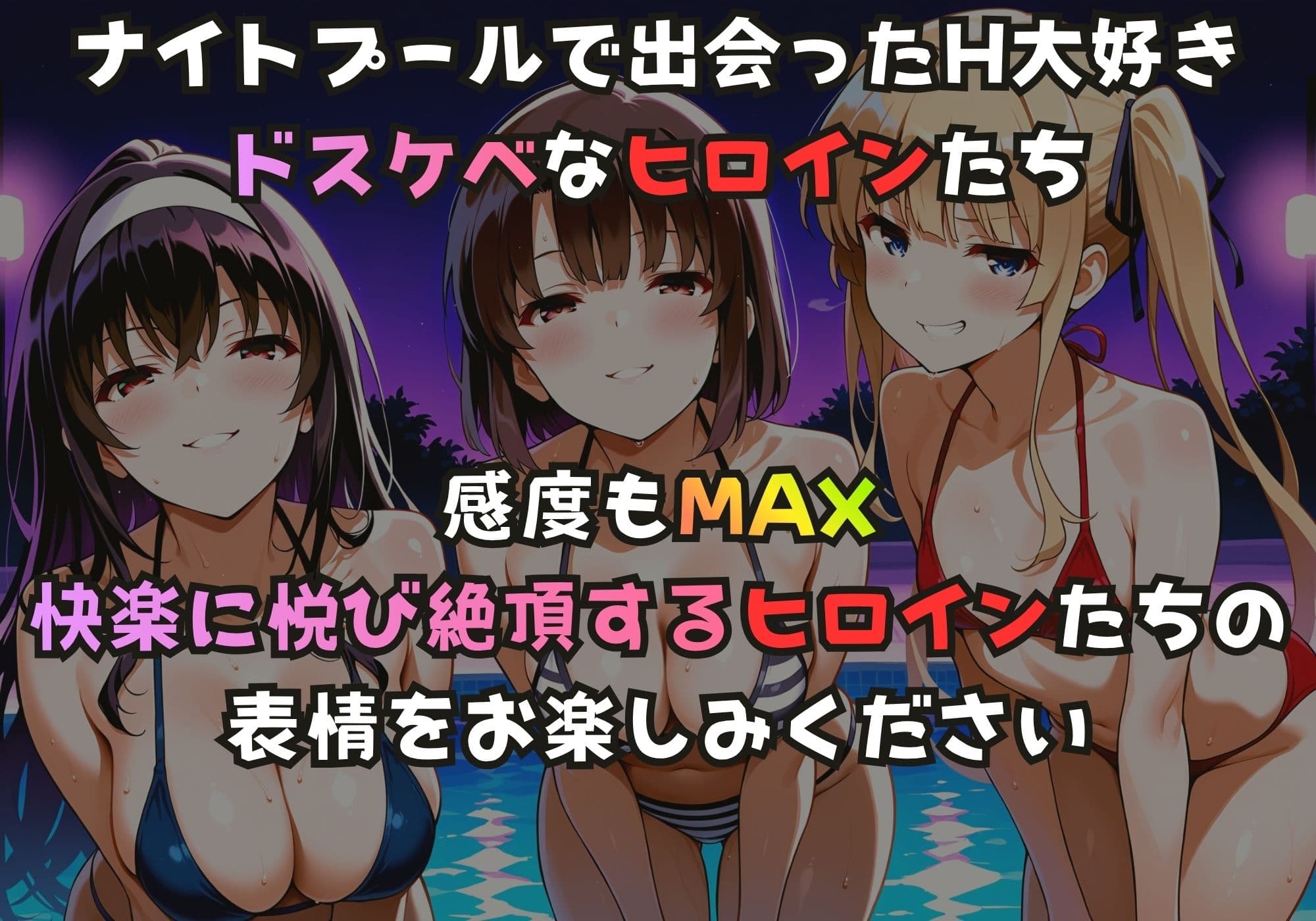 ナイトプールでガンギマるドスケベヒロイン 霞ヶ丘〇羽＆加藤〇＆澤村・スペンサー・英〇々 サンプル1