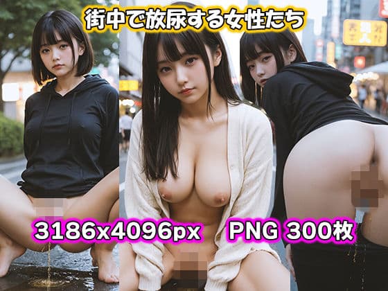 街中で放尿する女性たち