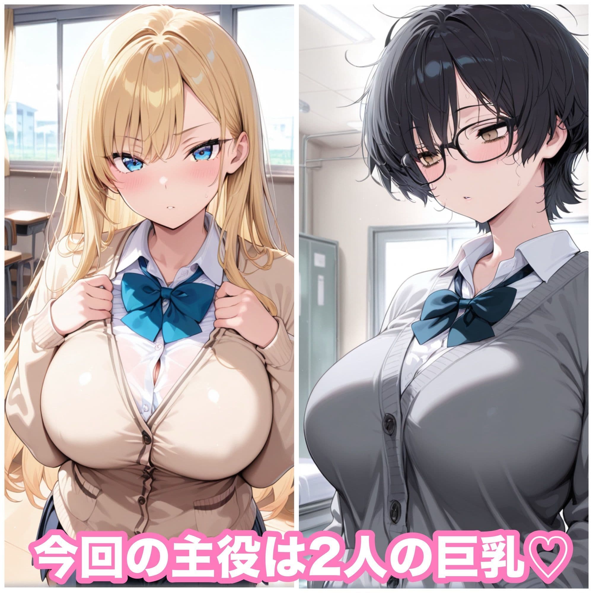 巨乳ギャルと地味子のどすけべな放課後〜教室と保健室で中出し〜 サンプル1