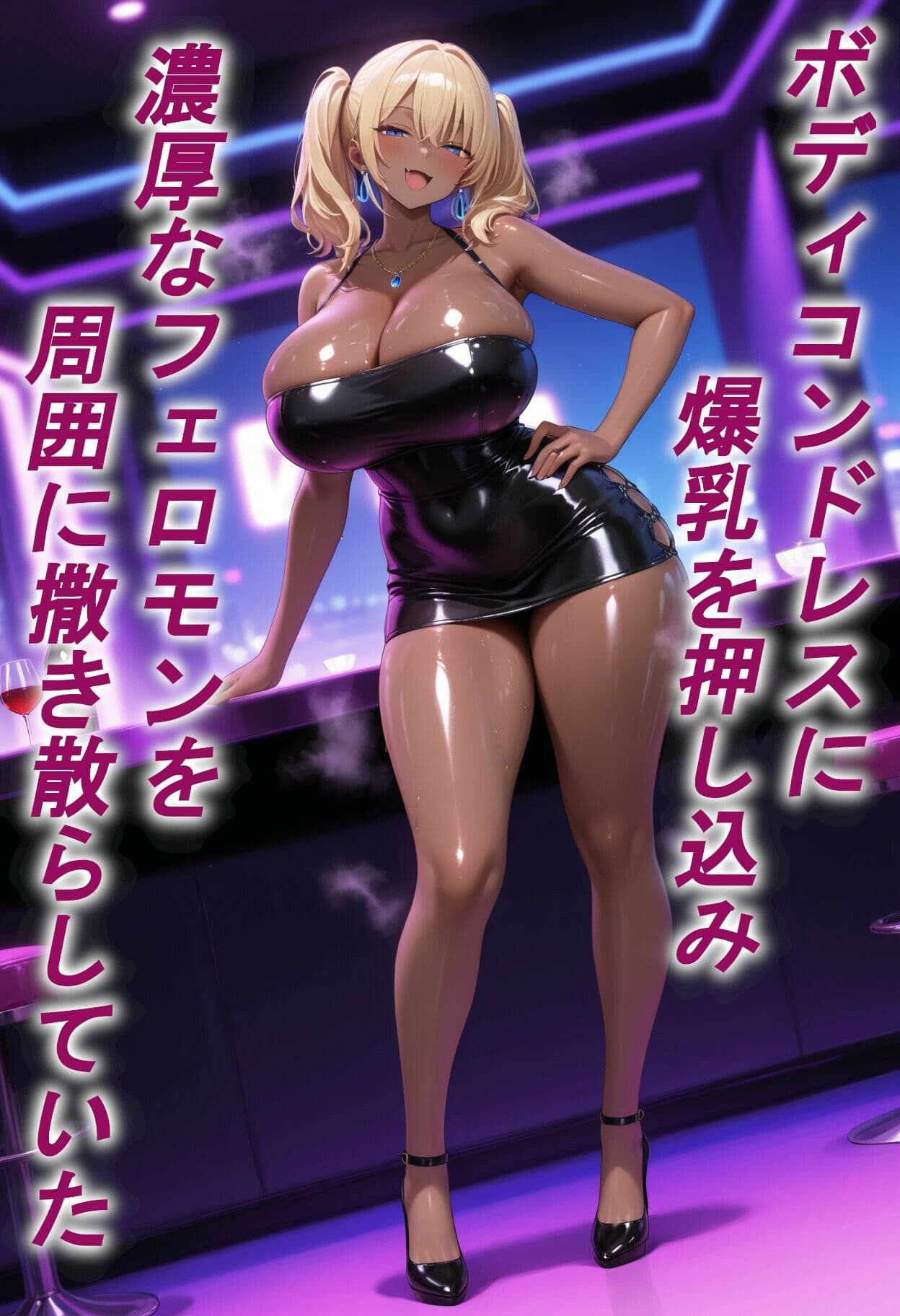 【金髪ツインテ×黒ギャル】ボディコンの褐色ギャル。ナイトクラブでナンパされ、一晩中ハメ尽くされる！ サンプル2