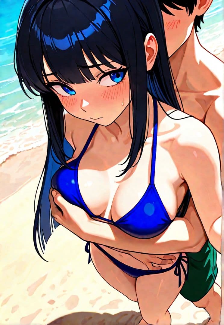 黒髪委員長とやってみた。（夏・海編） サンプル3