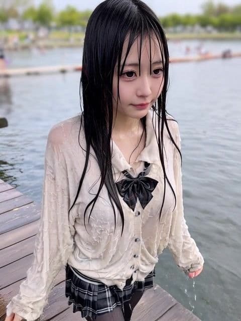 【AI動画259本】着衣ずぶ濡れ WET COLLECTION Vol.1｜池・川で全身びしょ濡れ サンプル8