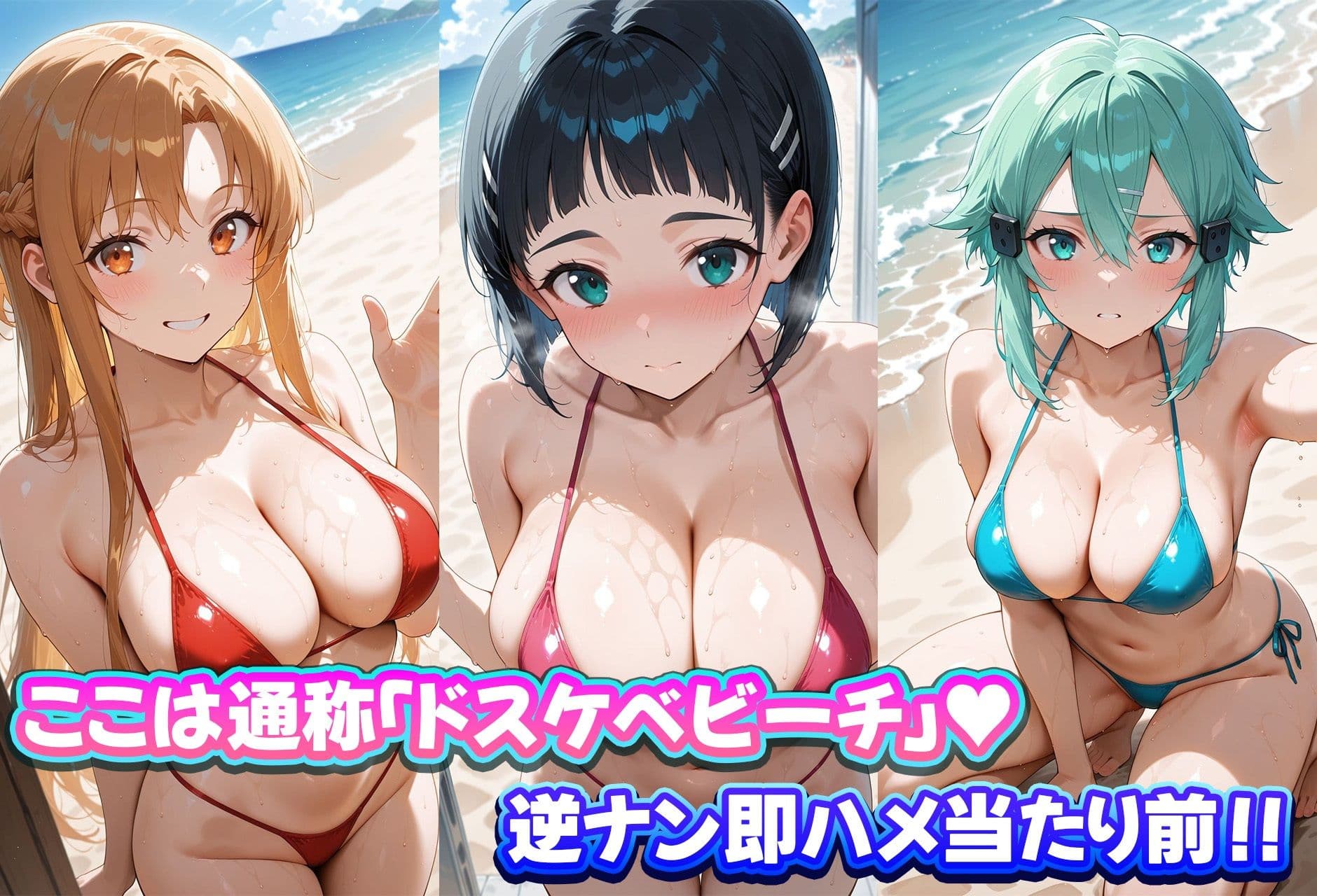 ドスケベビーチは逆ナン注意！！  ビッチなヒロイン達と即ハメハーレム！  SAO編 サンプル1