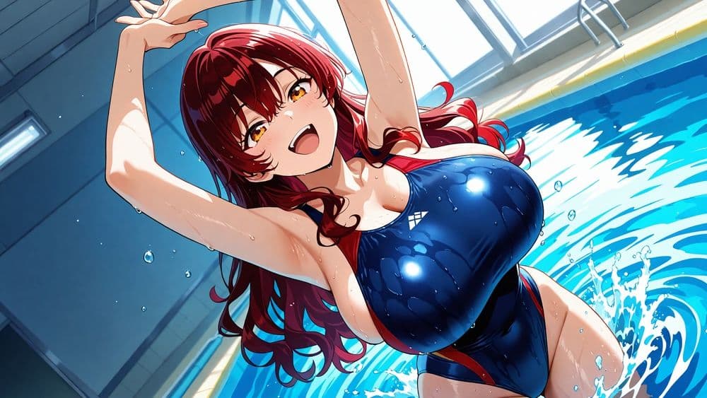 真面目赤髪と活発銀髪の爆乳水泳部が顧問と羞恥中出し撮影 サンプル3