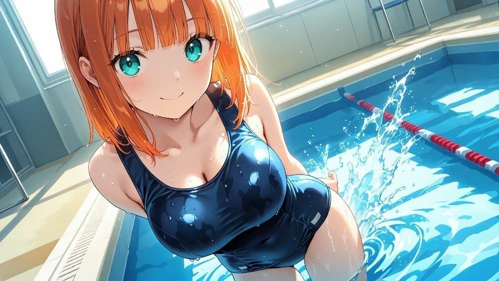 爆乳オレンジ黒髪水泳部が新人コーチと個別レッスン契約【4K】 サンプル4