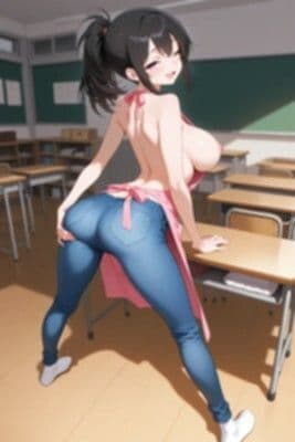 ★SEX有★【裸ジーンズ女子17】巨乳保育士のAV撮影（裸エプロン＆ジーンズ1） サンプル6