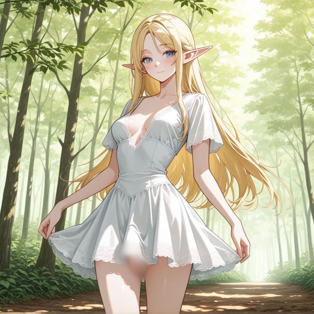 ふたなりエルフの野外オナニー サンプル1