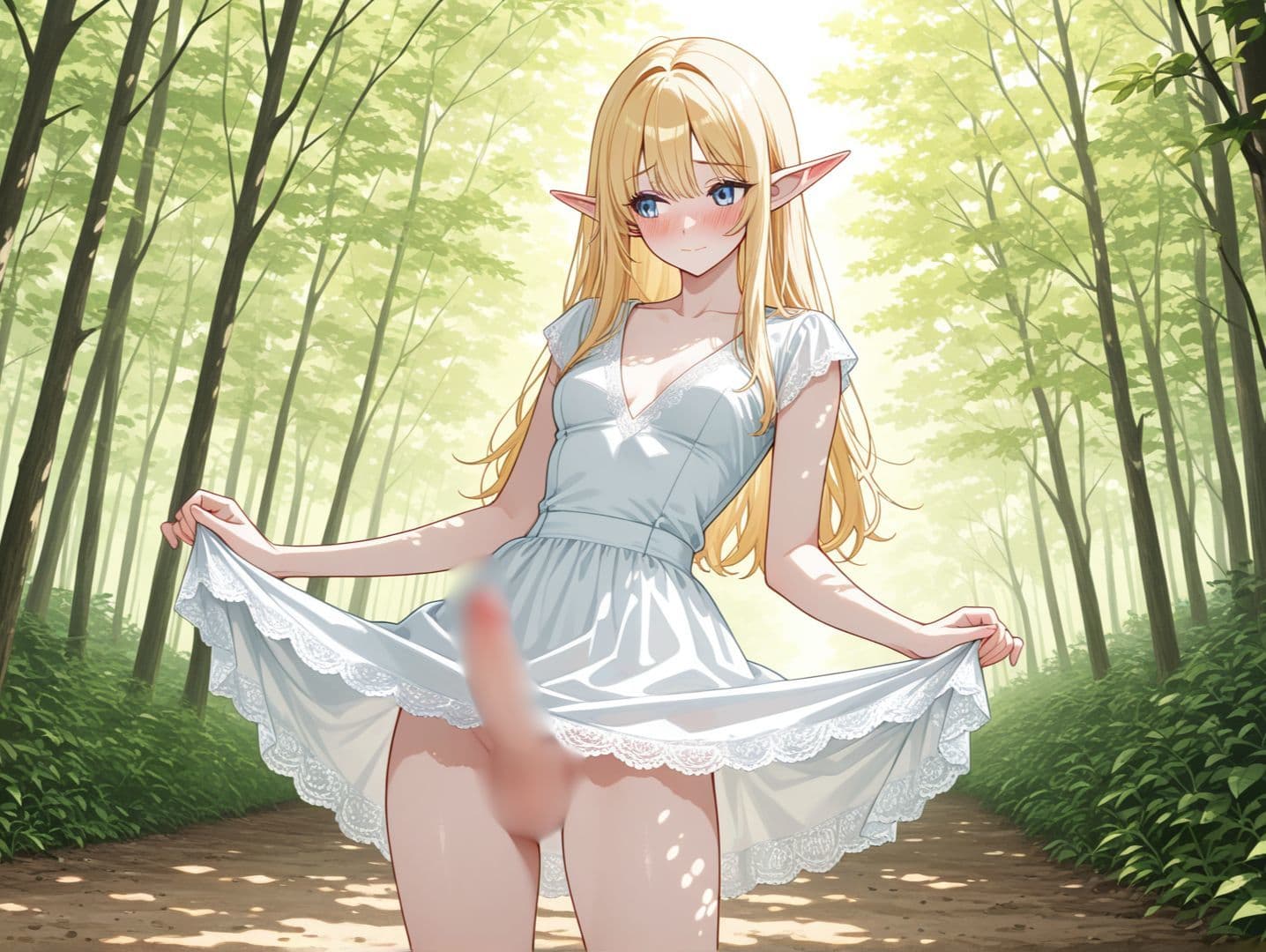 ふたなりエルフの野外オナニー サンプル2