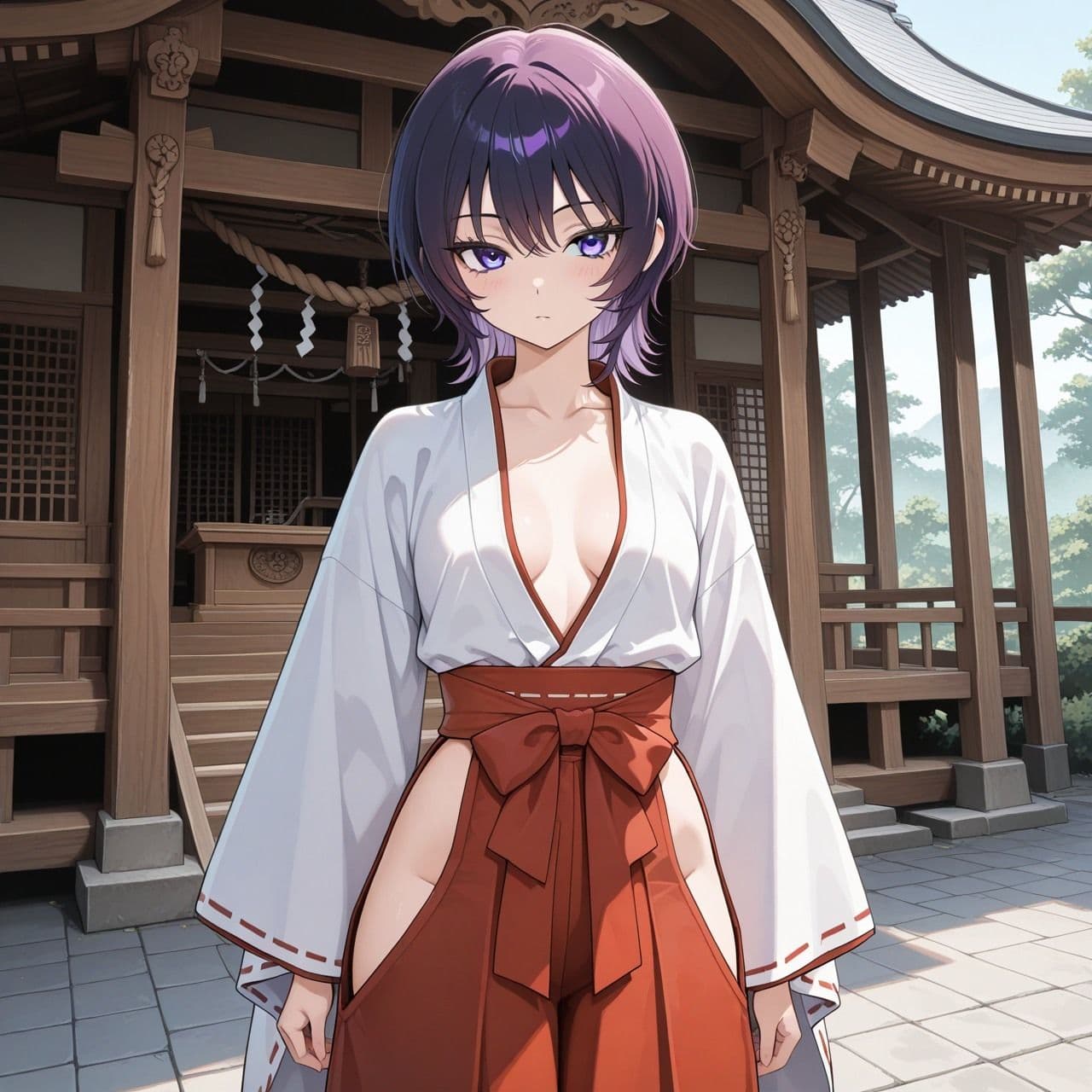 紫ショートちゃんの秘密のコスプレ撮影会 〜バニー・レースクイーン・巫女・ナース〜【R18 AI CG集】 サンプル4
