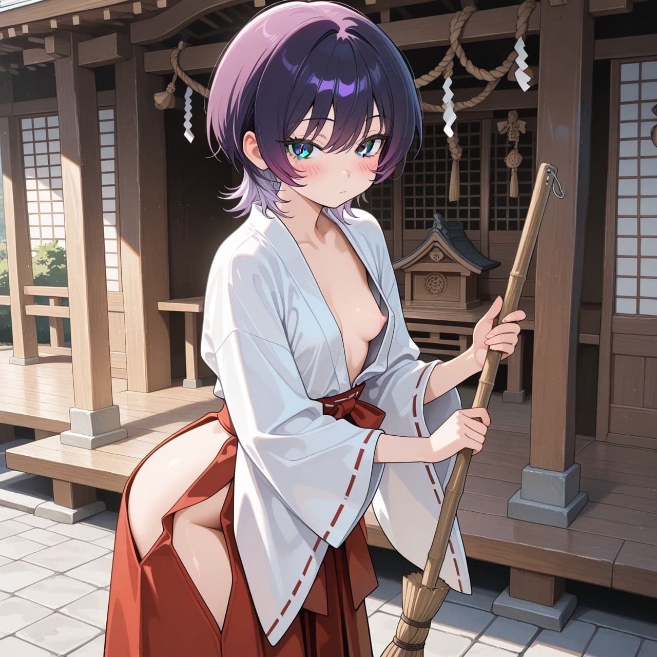 紫ショートちゃんの秘密のコスプレ撮影会 〜バニー・レースクイーン・巫女・ナース〜【R18 AI CG集】 サンプル5
