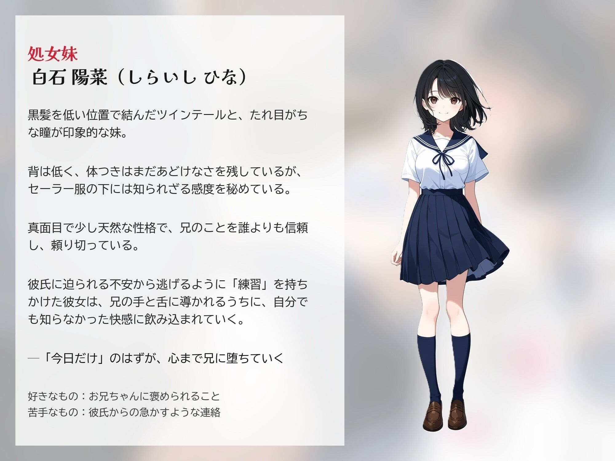 お兄ちゃんが教えてくれた  〜彼氏に求められ困った処女の妹「兄と妹の秘密の練習」〜 サンプル1