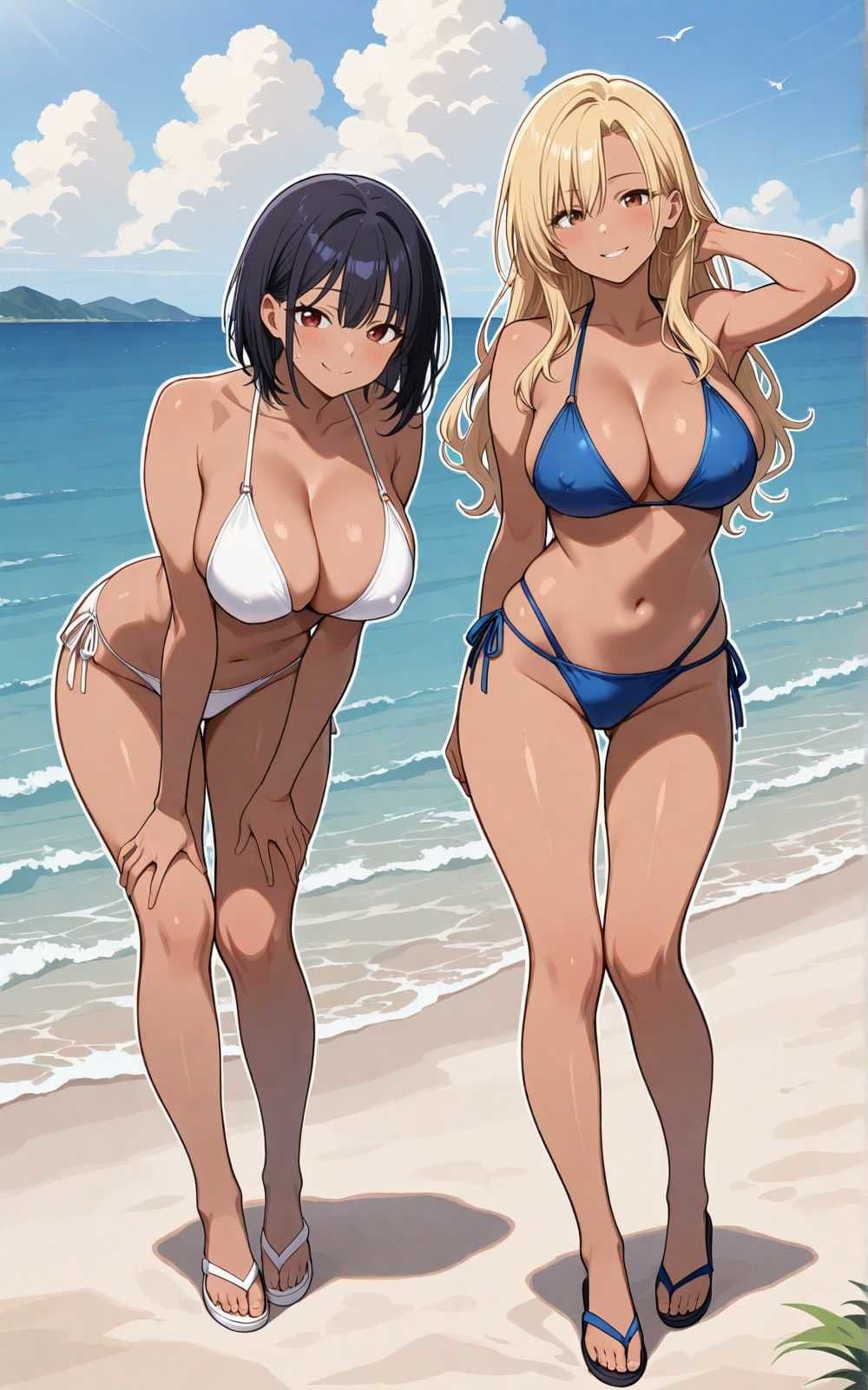 【水着シリーズ】仲良し美少女水着撮影会【500枚】・スク水・競泳水着・ビキニ美少女イラスト集 サンプル1