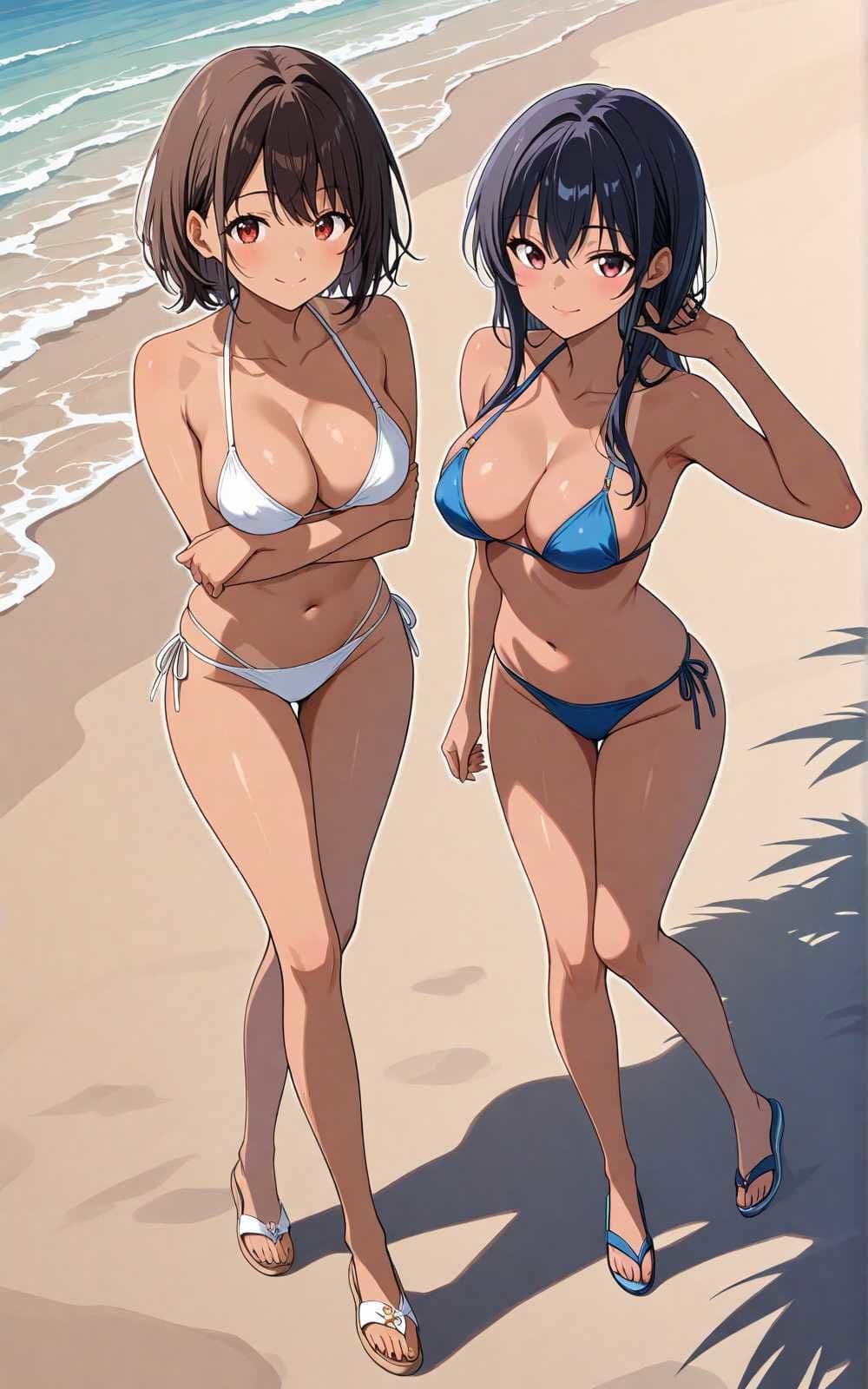 【水着シリーズ】仲良し美少女水着撮影会【500枚】・スク水・競泳水着・ビキニ美少女イラスト集 サンプル2