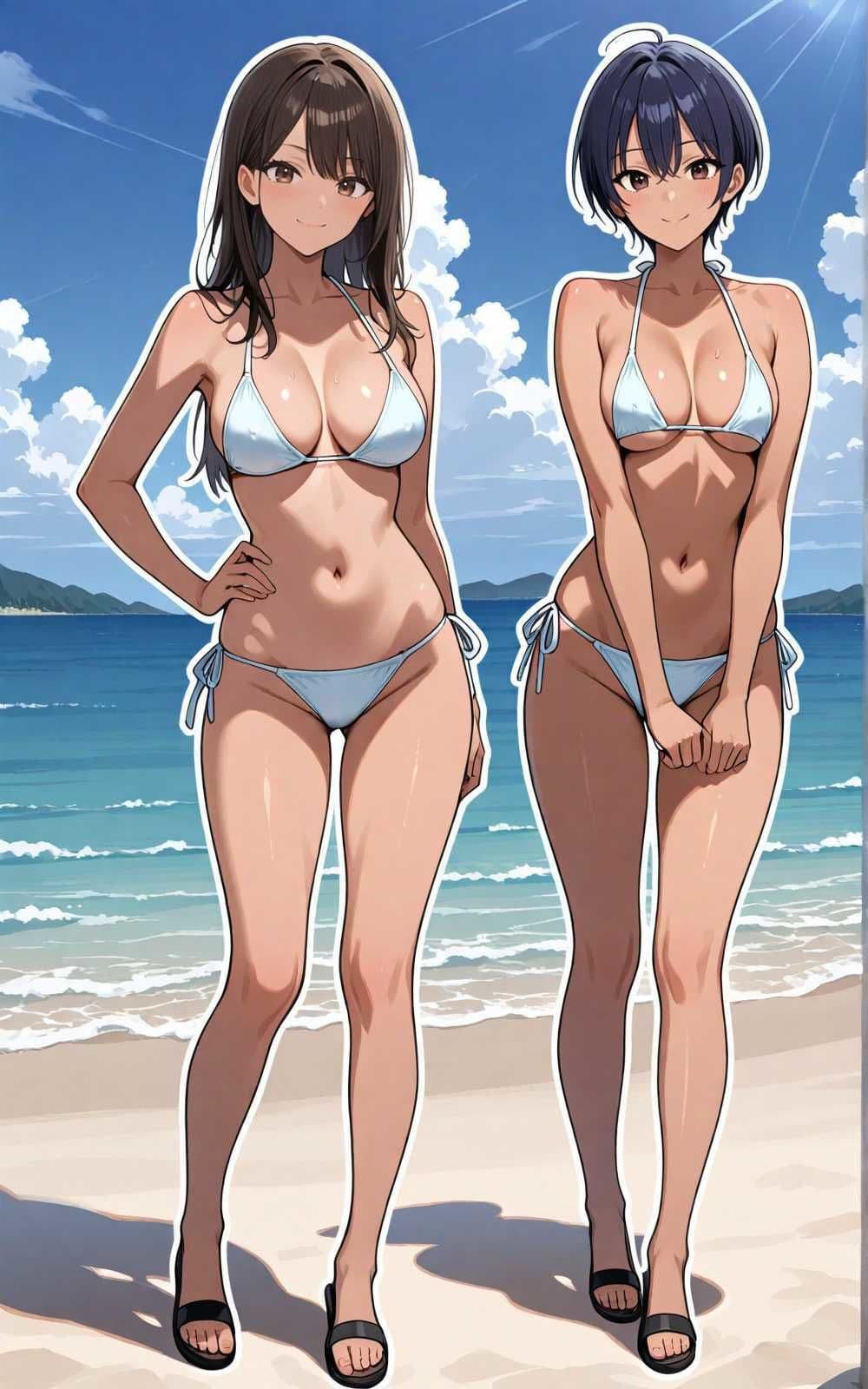 【水着シリーズ】仲良し美少女水着撮影会【500枚】・スク水・競泳水着・ビキニ美少女イラスト集 サンプル3
