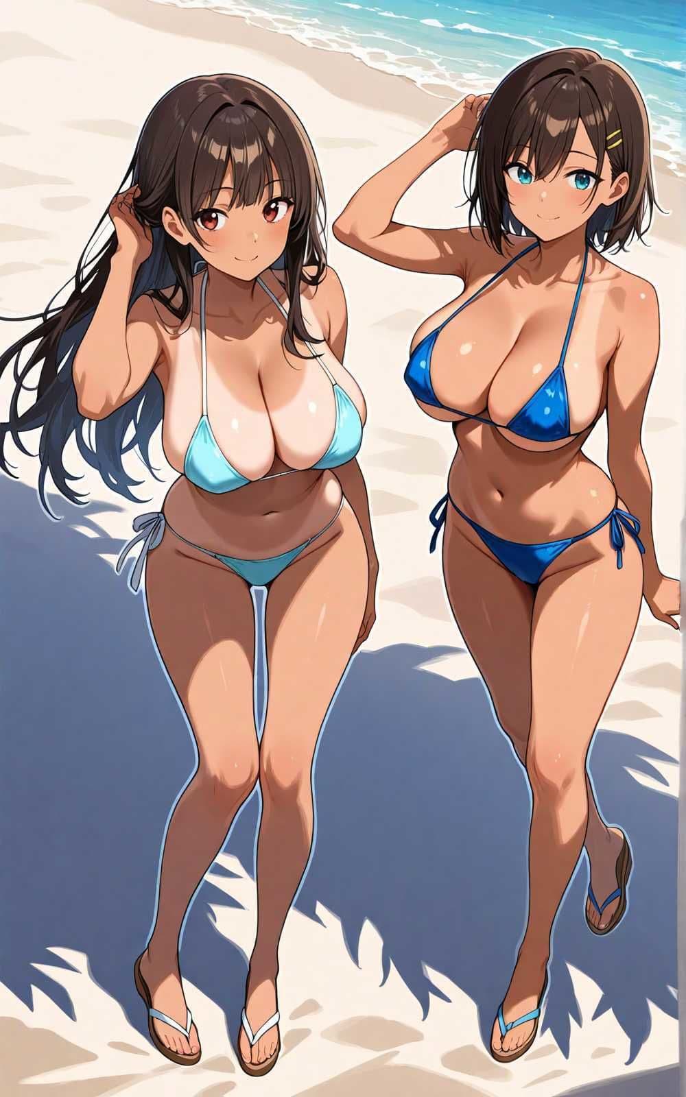 【水着シリーズ】仲良し美少女水着撮影会【500枚】・スク水・競泳水着・ビキニ美少女イラスト集 サンプル4