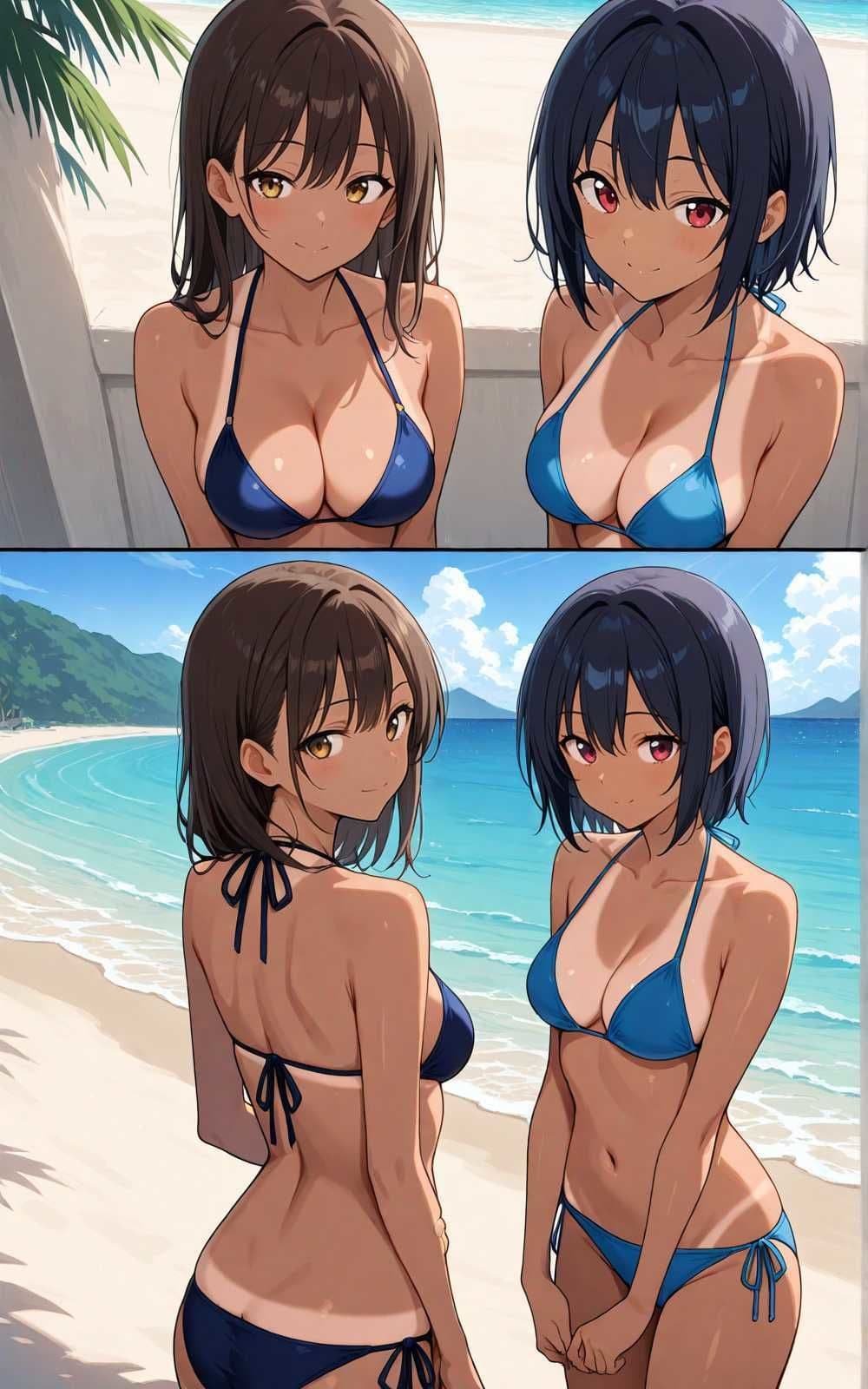 【水着シリーズ】仲良し美少女水着撮影会【500枚】・スク水・競泳水着・ビキニ美少女イラスト集 サンプル7
