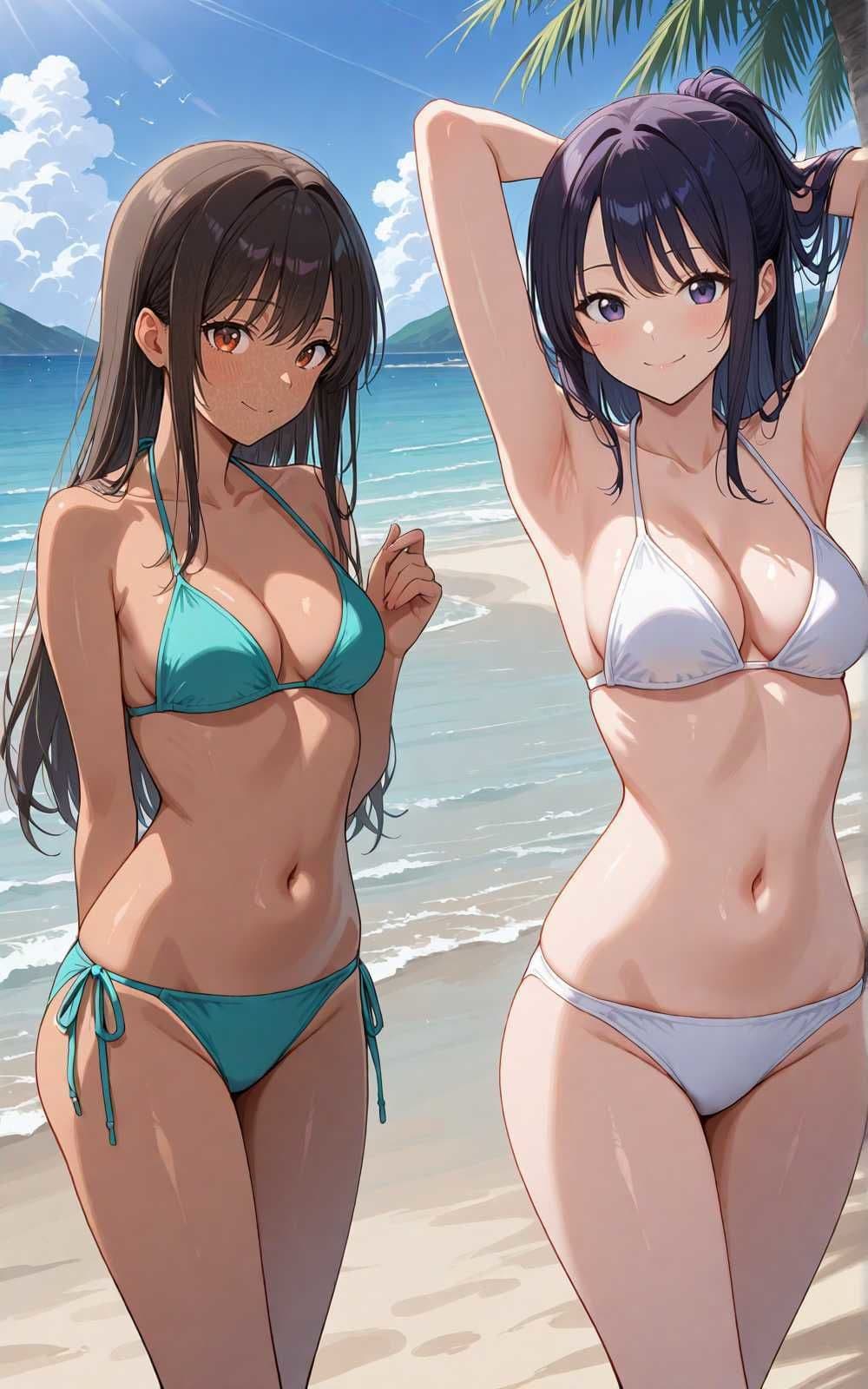 【水着シリーズ】仲良し美少女水着撮影会【500枚】・スク水・競泳水着・ビキニ美少女イラスト集 サンプル8