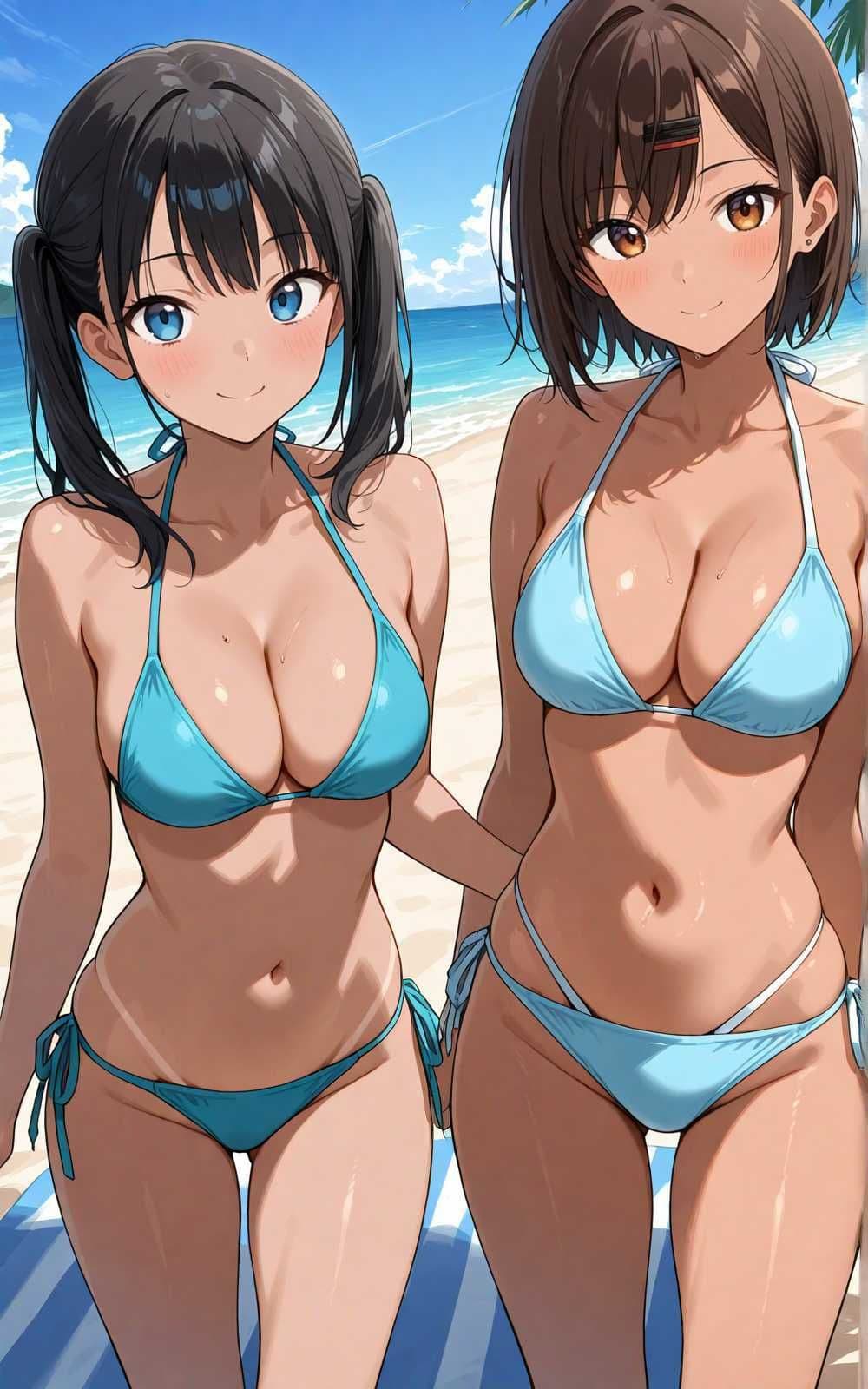 【水着シリーズ】仲良し美少女水着撮影会【500枚】・スク水・競泳水着・ビキニ美少女イラスト集 サンプル9